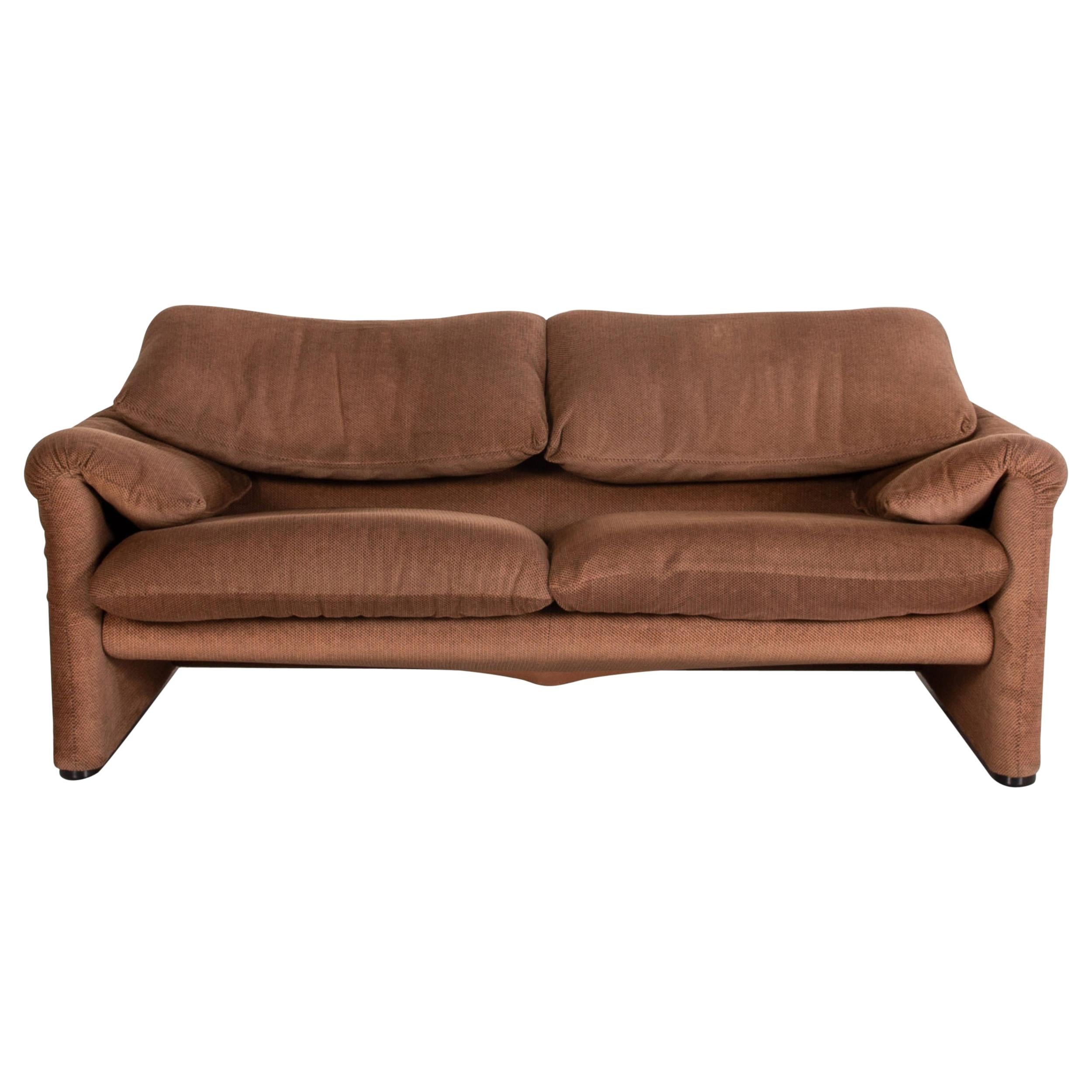 Cassina Maralunga Fabric Sofa Brown Two-Seater Function Couch