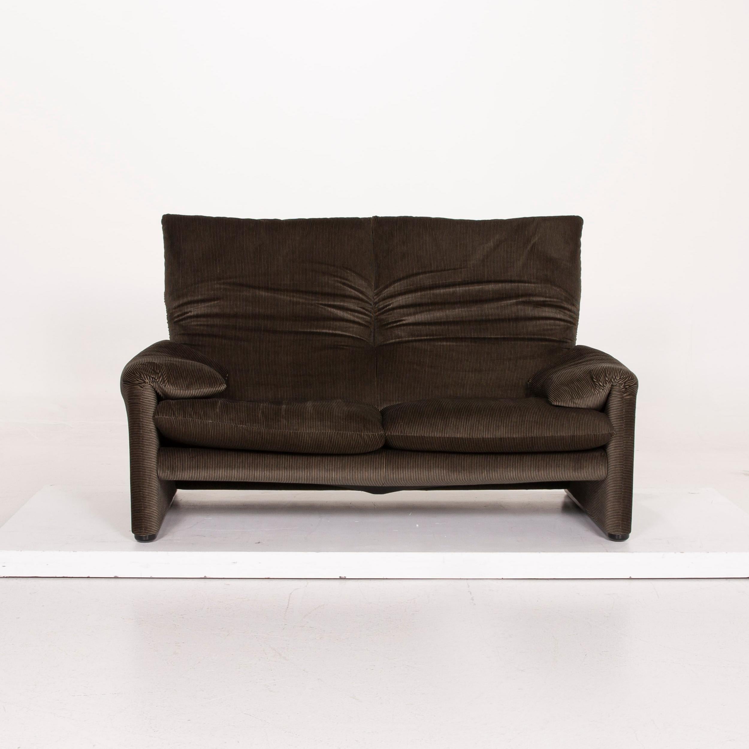 Modern Cassina Maralunga Fabric Sofa Olive Green Green Two-Seat Couch