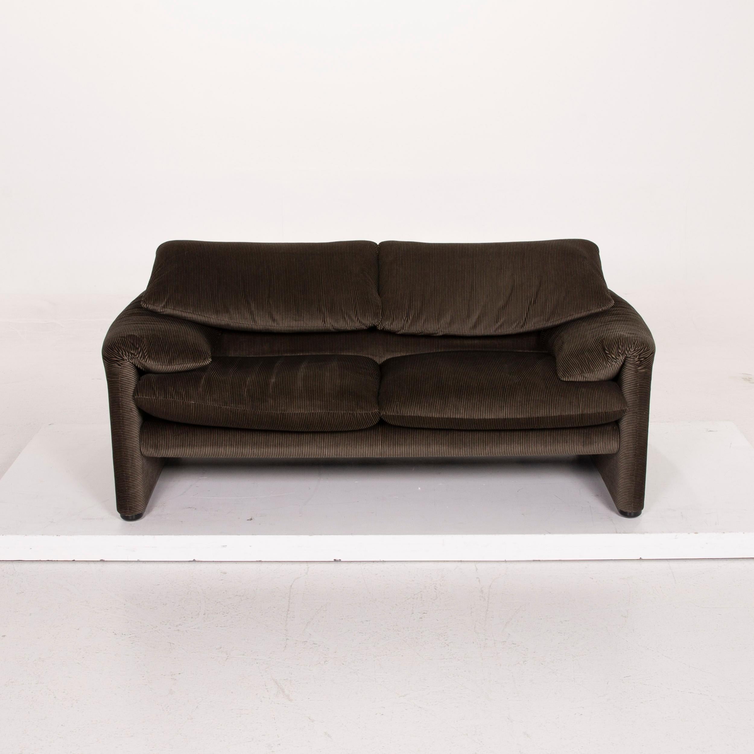 Italian Cassina Maralunga Fabric Sofa Olive Green Green Two-Seat Couch