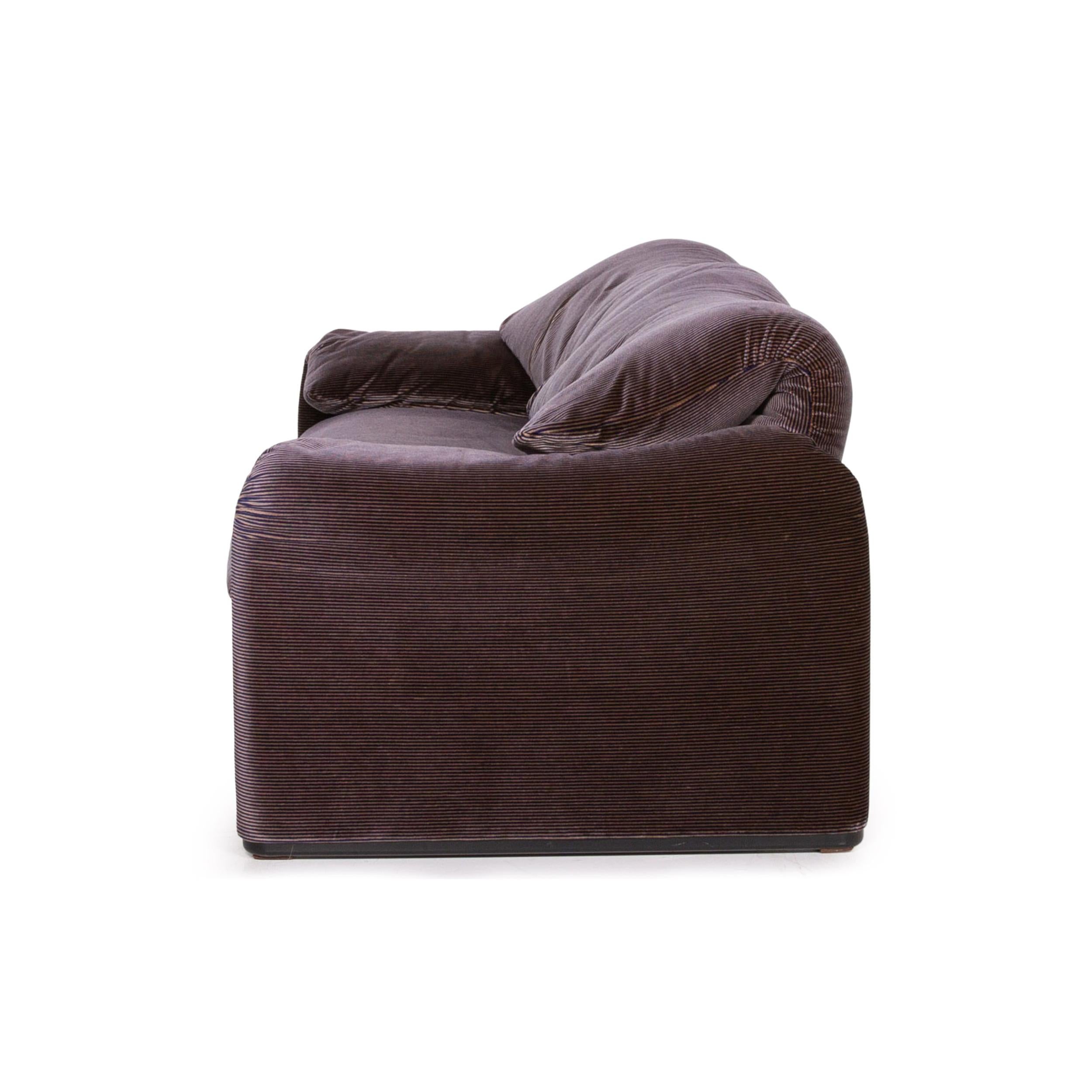 Cassina Maralunga Fabric Sofa Purple Aubergine Three-Seat Function Couch 5