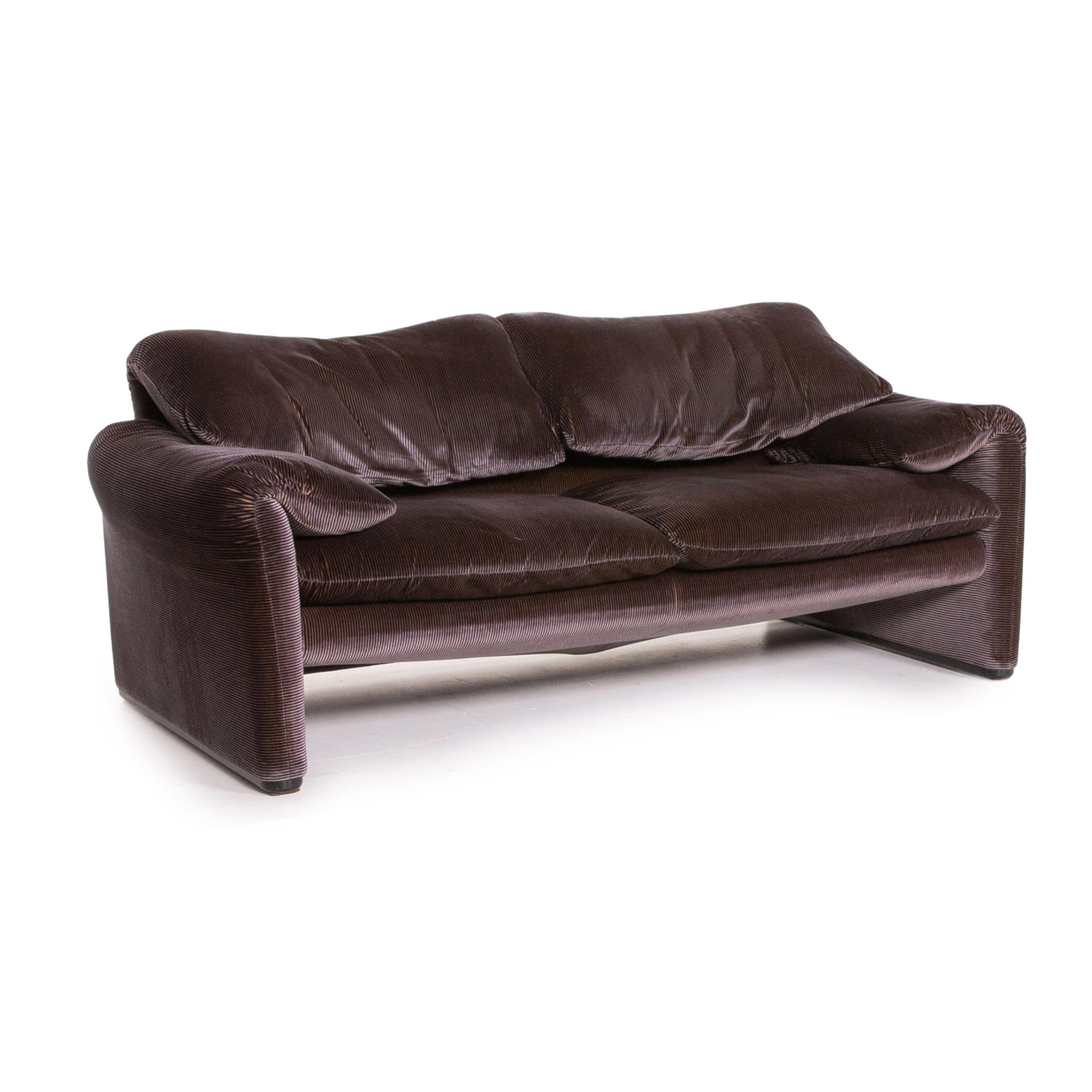 Cassina Maralunga Fabric Sofa Purple Aubergine Three-Seat Function Couch 1