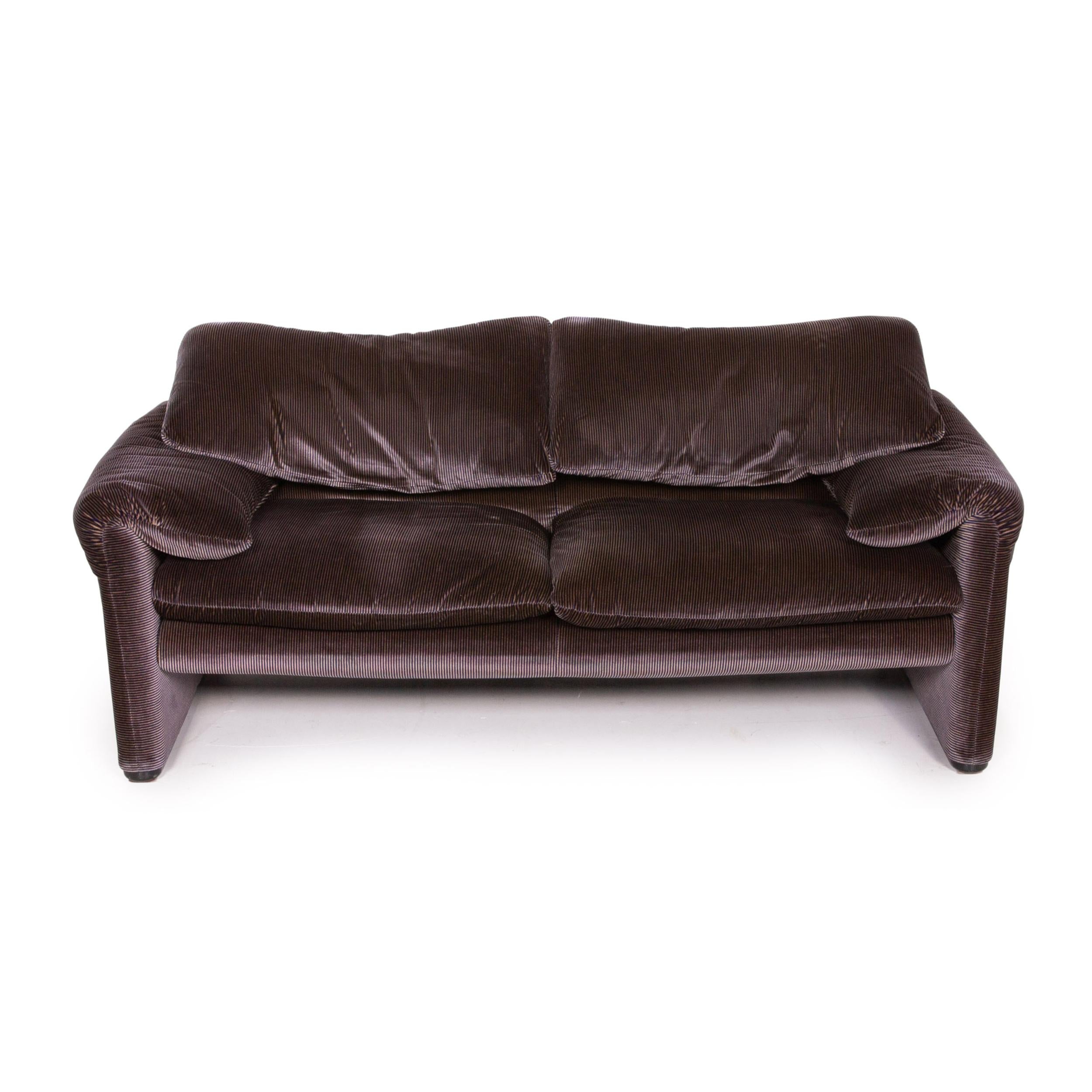 Cassina Maralunga Fabric Sofa Purple Aubergine Three-Seat Function Couch 2
