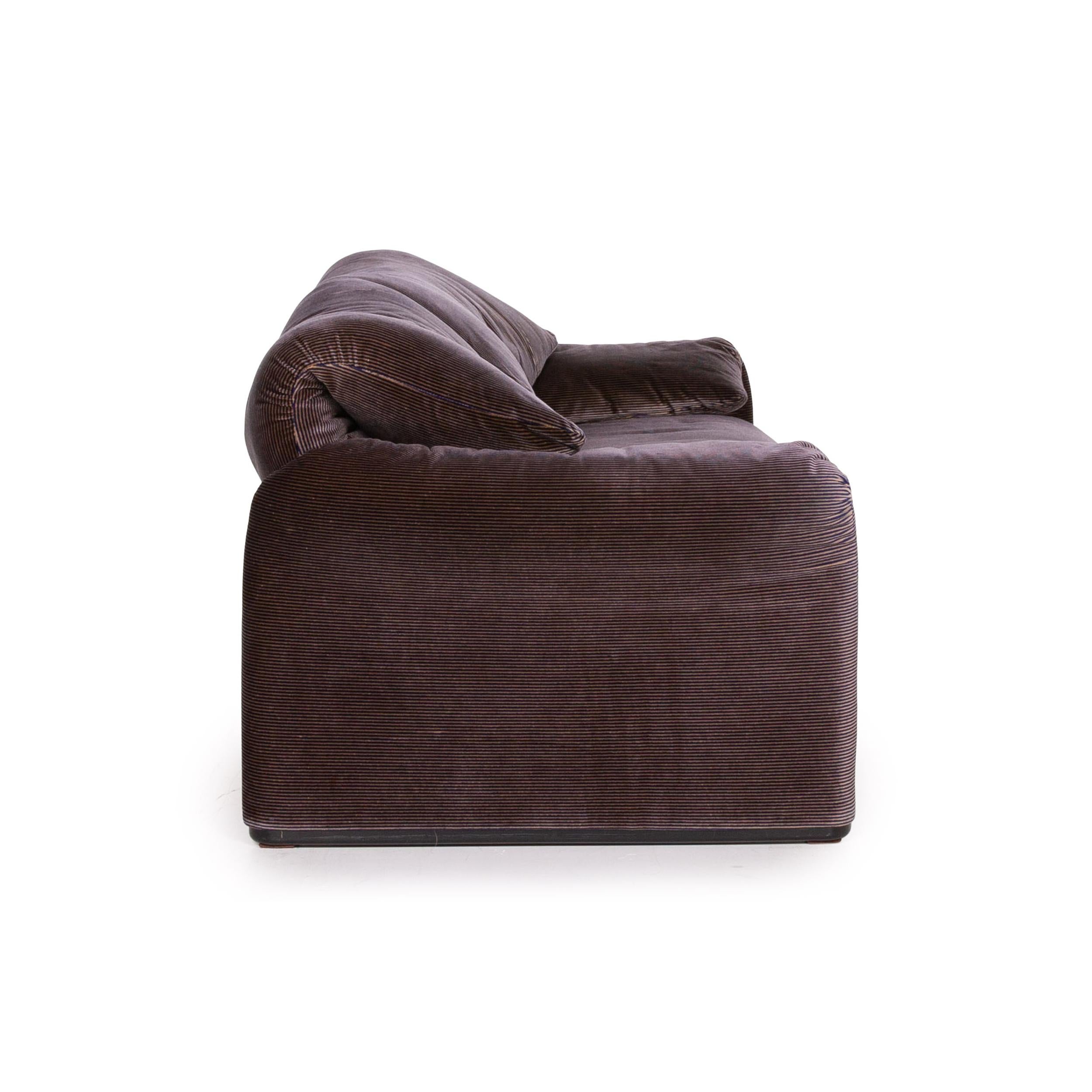 Cassina Maralunga Fabric Sofa Purple Aubergine Three-Seat Function Couch 3