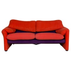 Cassina Maralunga Fabric Sofa Red Purple Two-Seat Function Couch