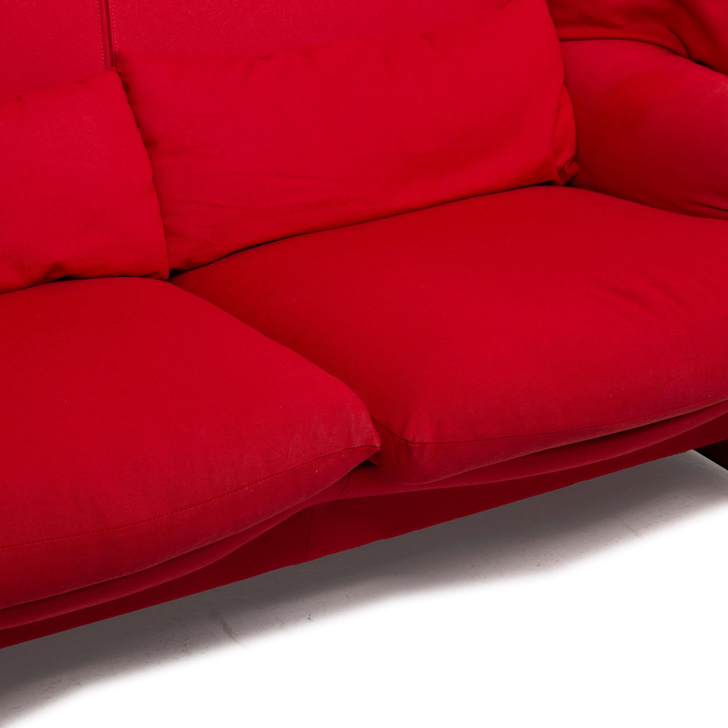 red two seater sofa