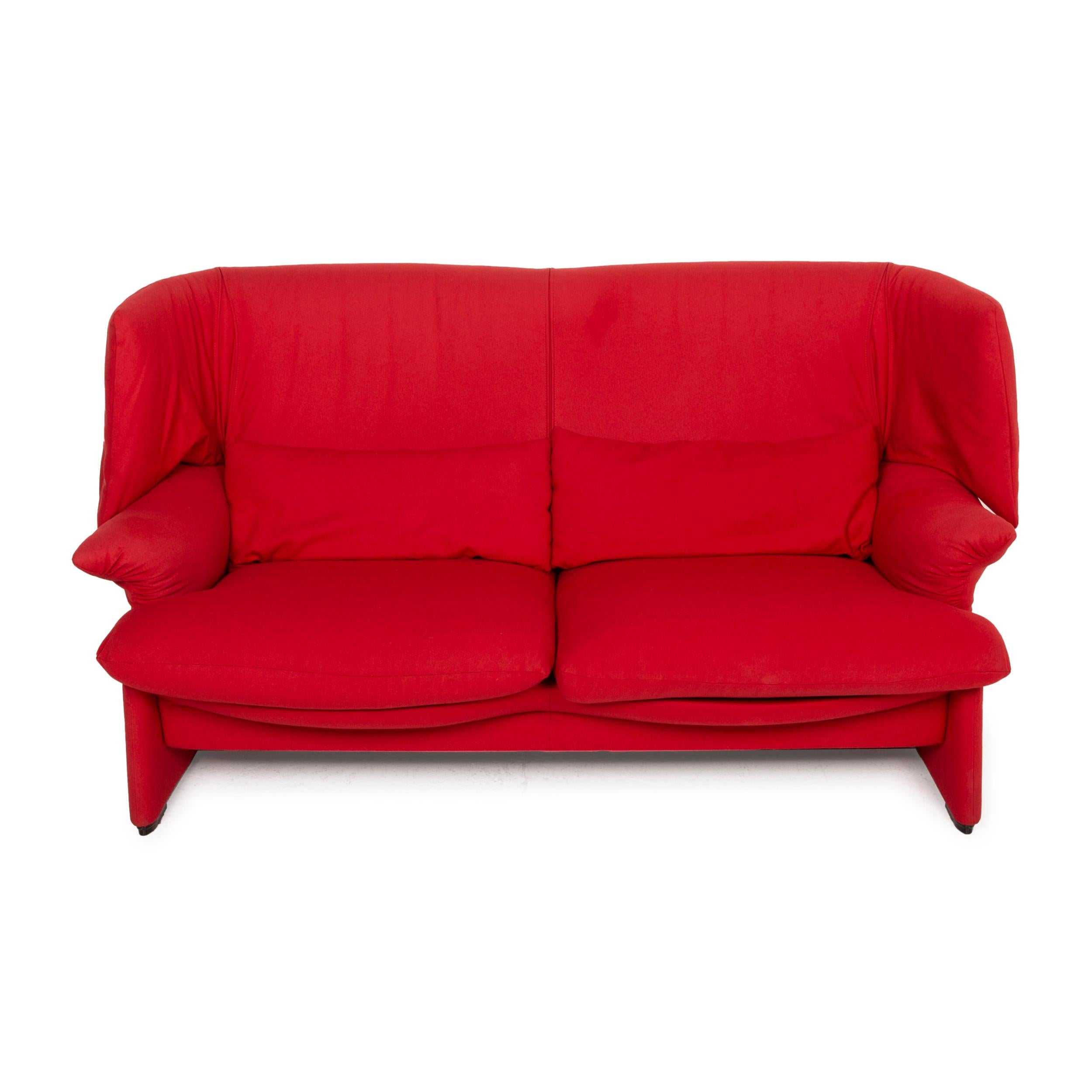 Contemporary Cassina Maralunga Fabric Sofa Red Two-Seater For Sale