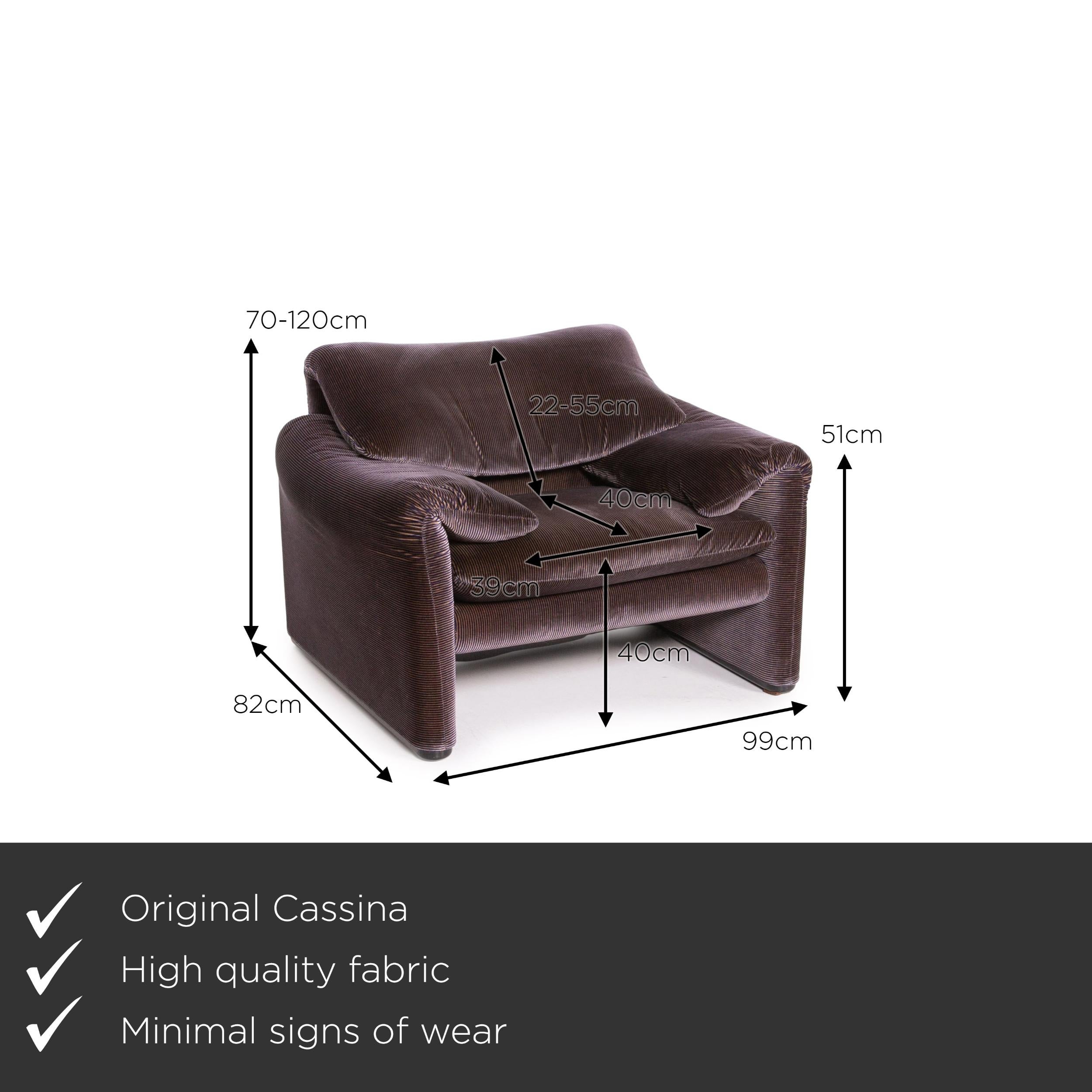 Modern Cassina Maralunga Fabric Sofa Set Purple Aubergine 1 Three-Seat 1 Armchair For Sale