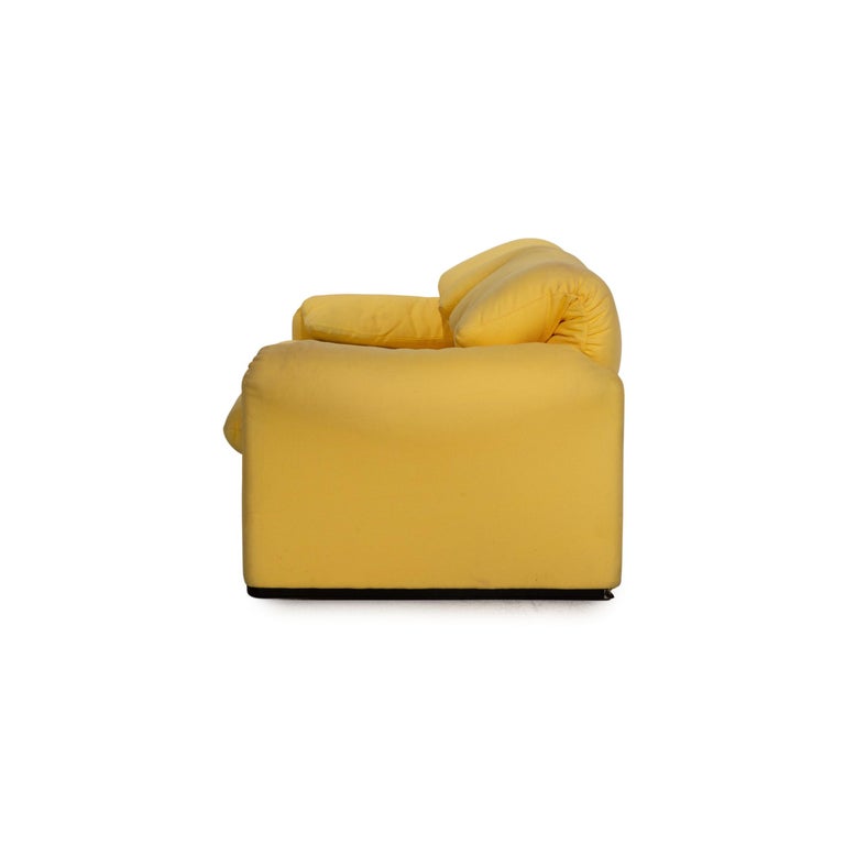 Cassina Maralunga Fabric Sofa Yellow Two-Seater Couch Function Relaxation  at 1stDibs | yellow two seater sofa