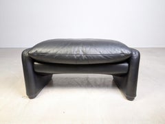 Cassina Maralunga Hocker Vico Magistretti Ottoman Leder schwarz