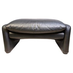 Cassina Maralunga Hocker Vico Magistretti Ottoman Leder schwarz