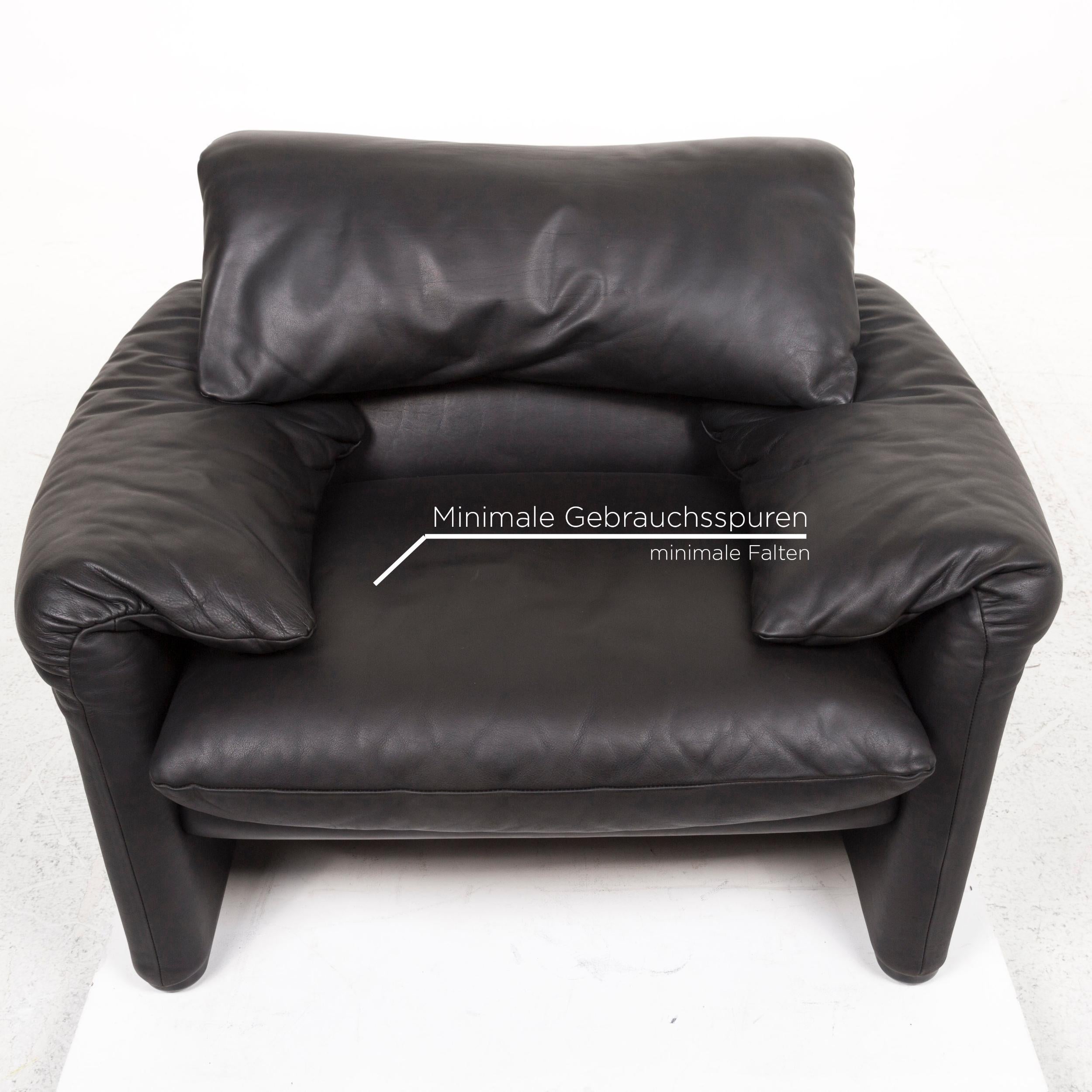 Italian Cassina Maralunga Leather Armchair Black Function