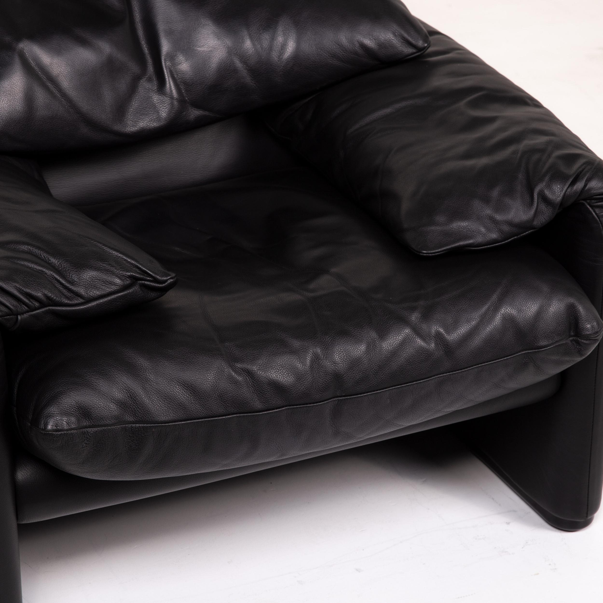 Italian Cassina Maralunga Leather Armchair Black Function