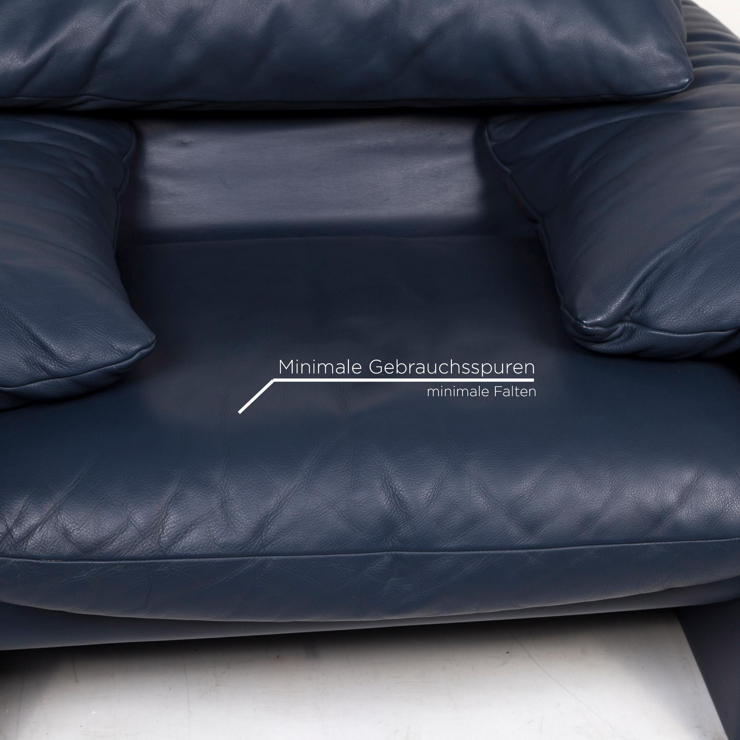 Italian Cassina Maralunga Leather Armchair Blue Function