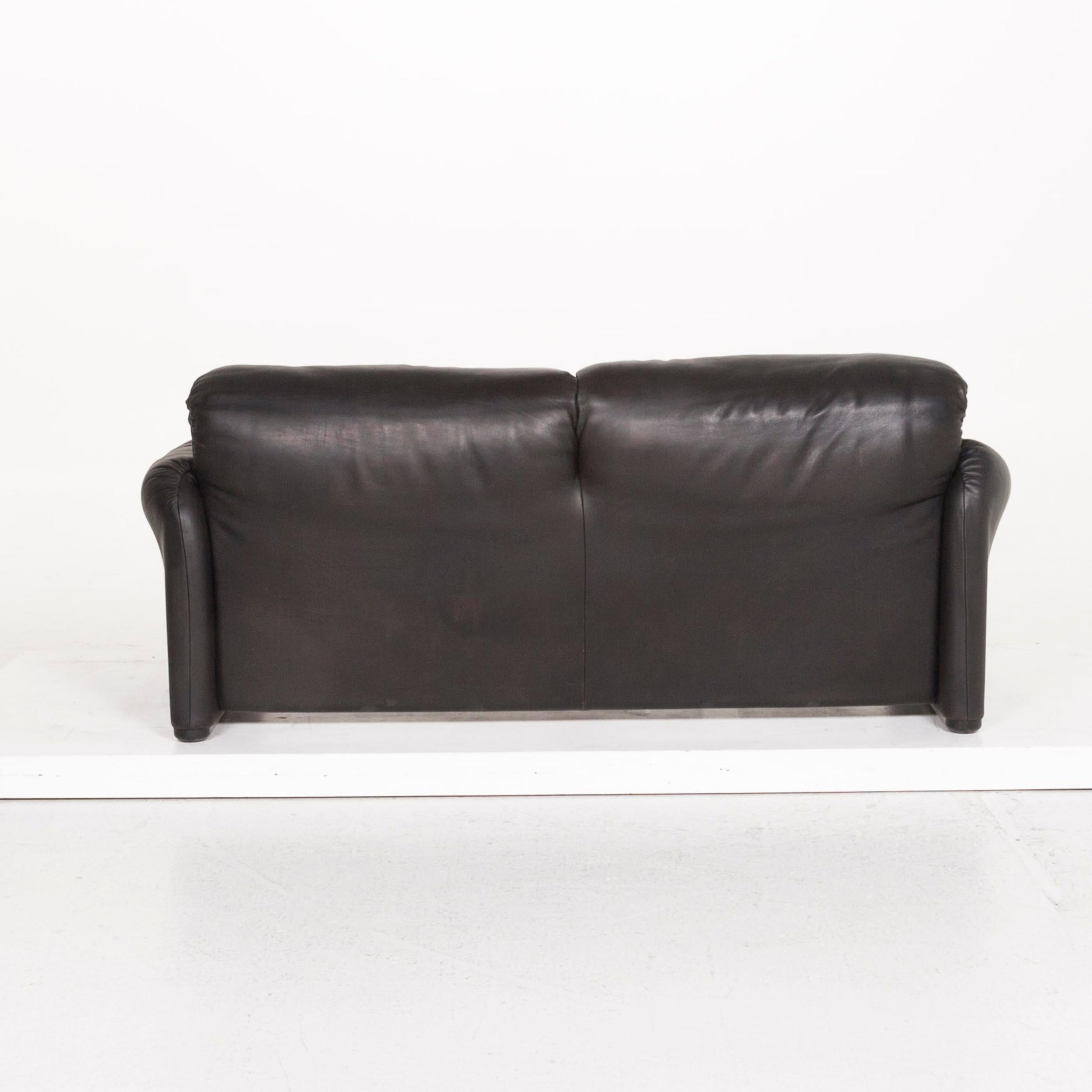 Cassina Maralunga Leather Sofa Black Two-Seat Function Couch 2