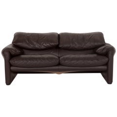 Cassina Maralunga Leather Sofa Brown Dark Brown Two-Seat Function Couch