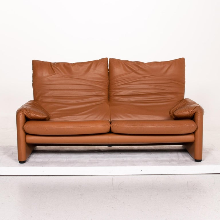 Cassina Maralunga Leather Sofa Set Cognac Brown 1 Three Seat 1 Two Seat At 1stdibs