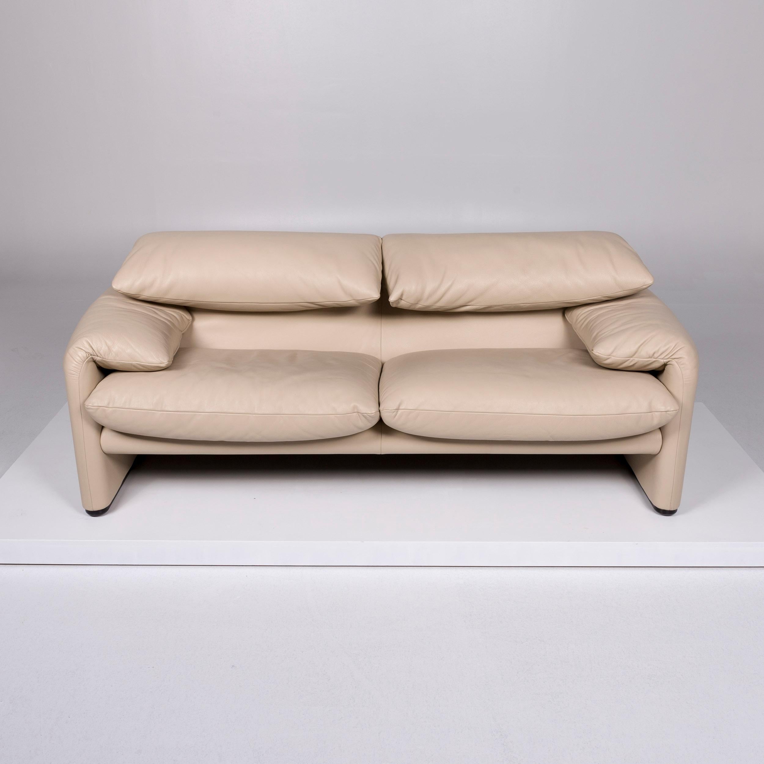 Cassina Maralunga Leder Sofa Beige Zweisitzer Funktion Couch 1