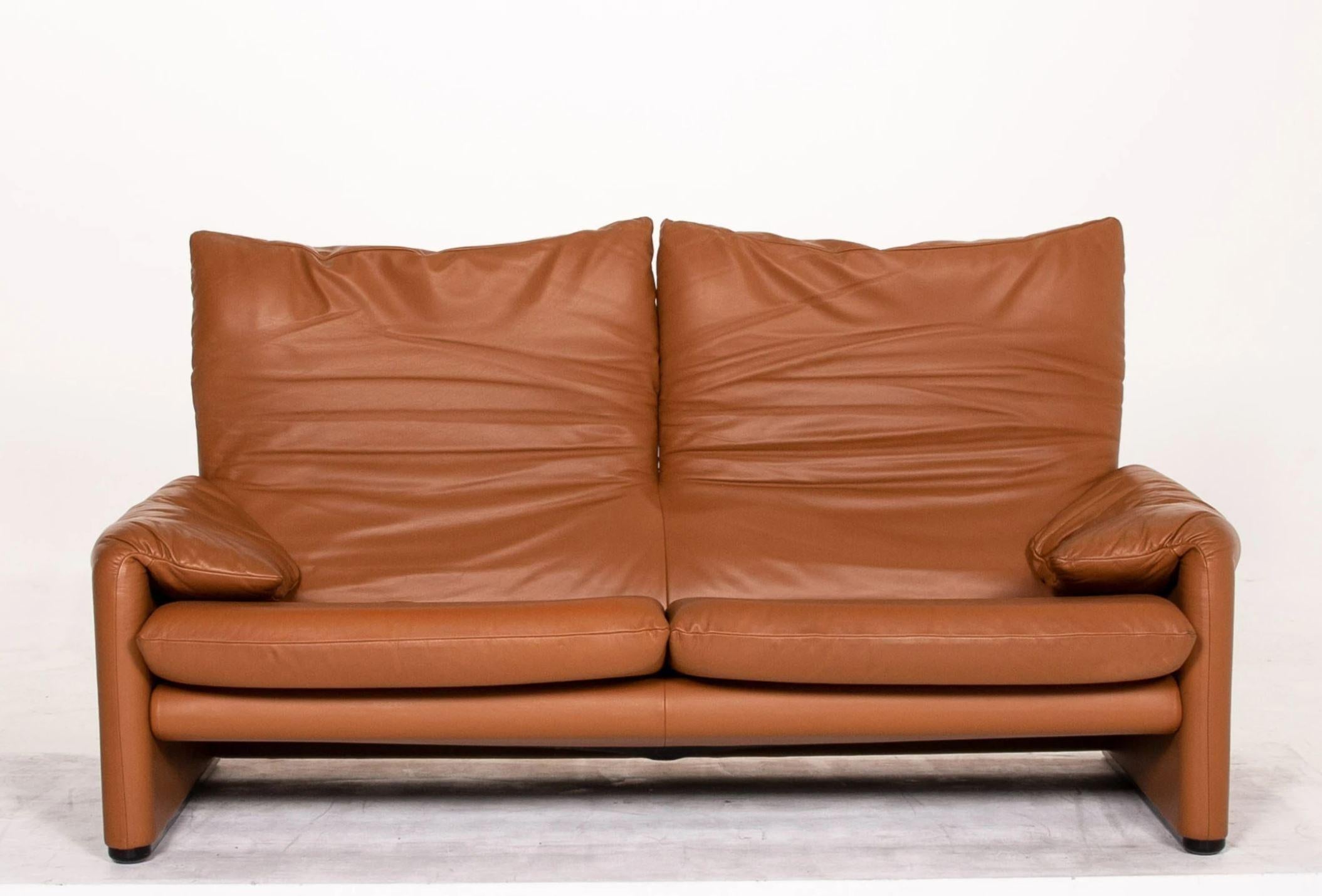 Cassina Maralunga Leder Sofa Cognac Braun Dreisitzer Funktion Couch For Sale At 1stdibs