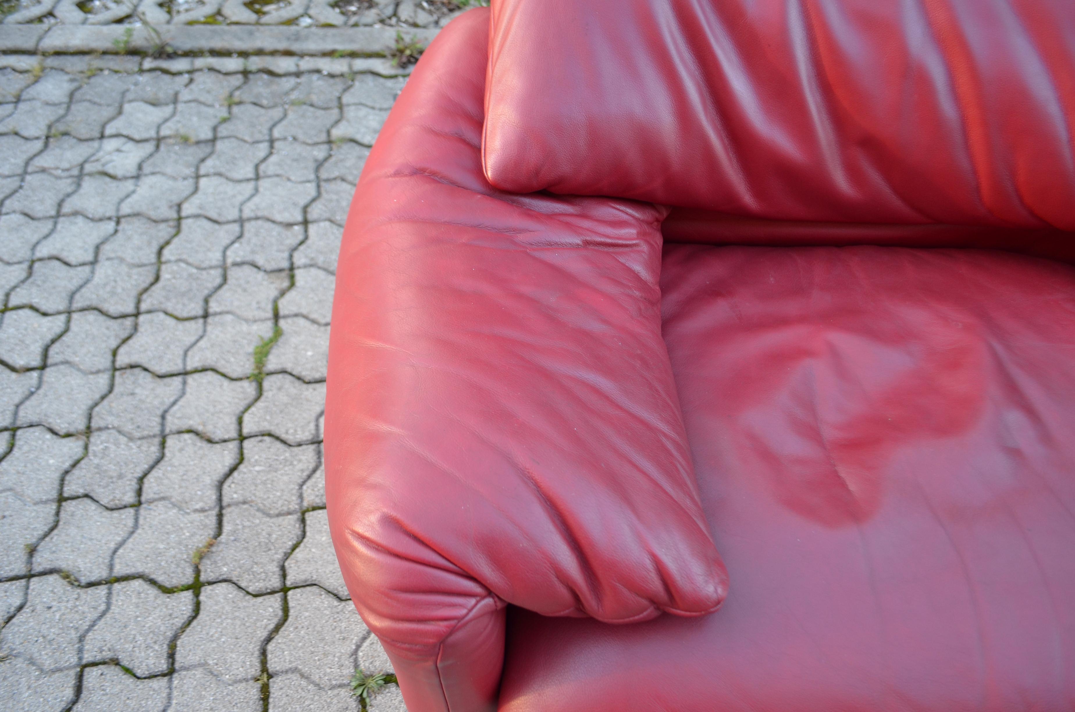 black and red leather sofas