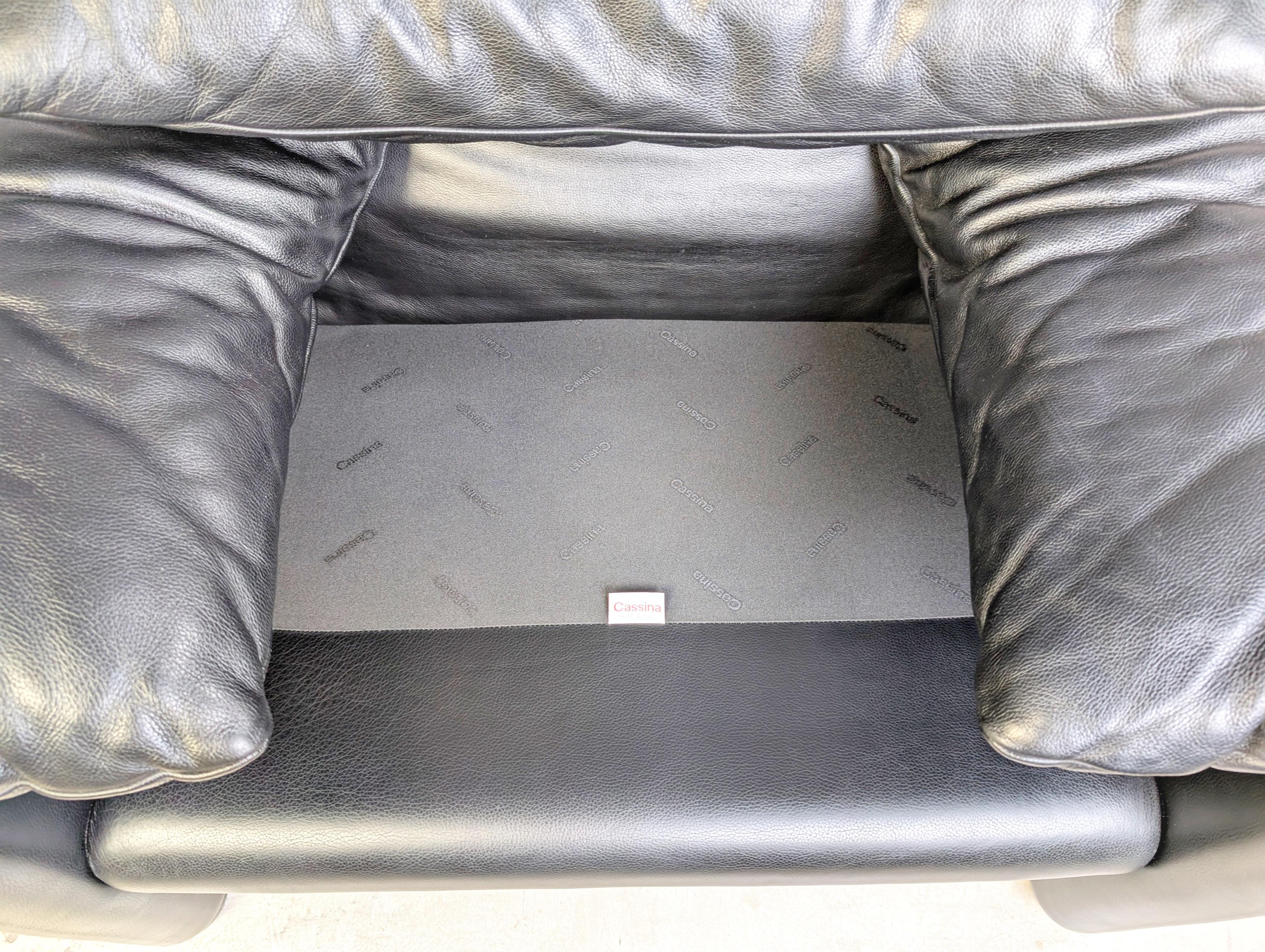 Cassina Maralunga Sessel Vintage Vico Magistretti Leder schwarz im Angebot 2