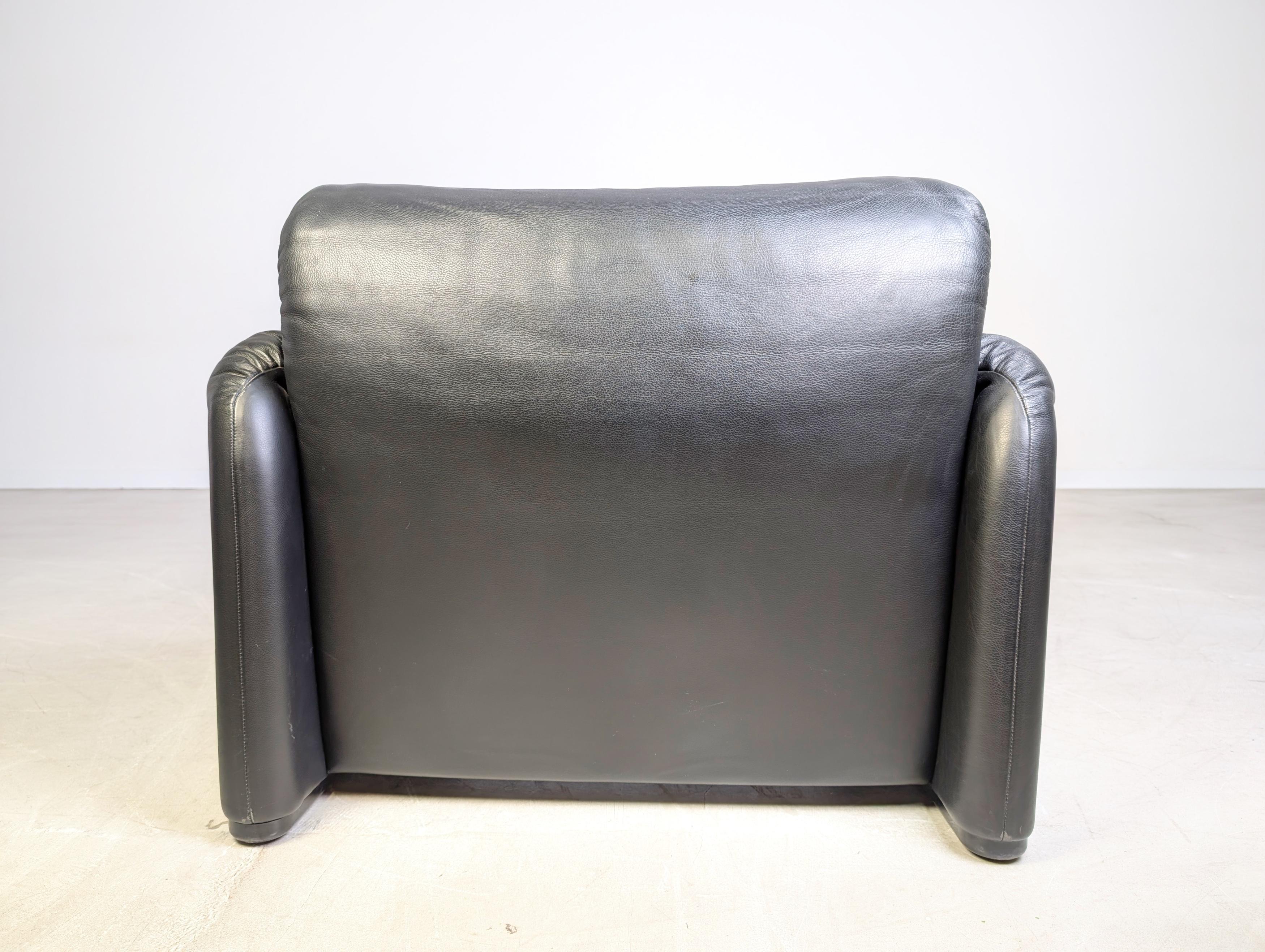 Cassina Maralunga Sessel Vintage Vico Magistretti Leder schwarz im Angebot 4