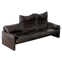Cassina Maralunga Canapé en cuir Brown Vico Magistretti Chaise longue MCM Italie