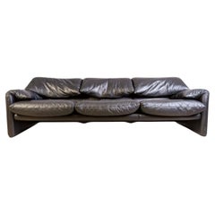 Cassina Maralunga Sofa Vintage Couch Vico Magistretti Leder schwarz
