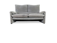 Cassina Maralunga Zweisitzer Sofa Vico Magistretti Stoff kord braun-grau