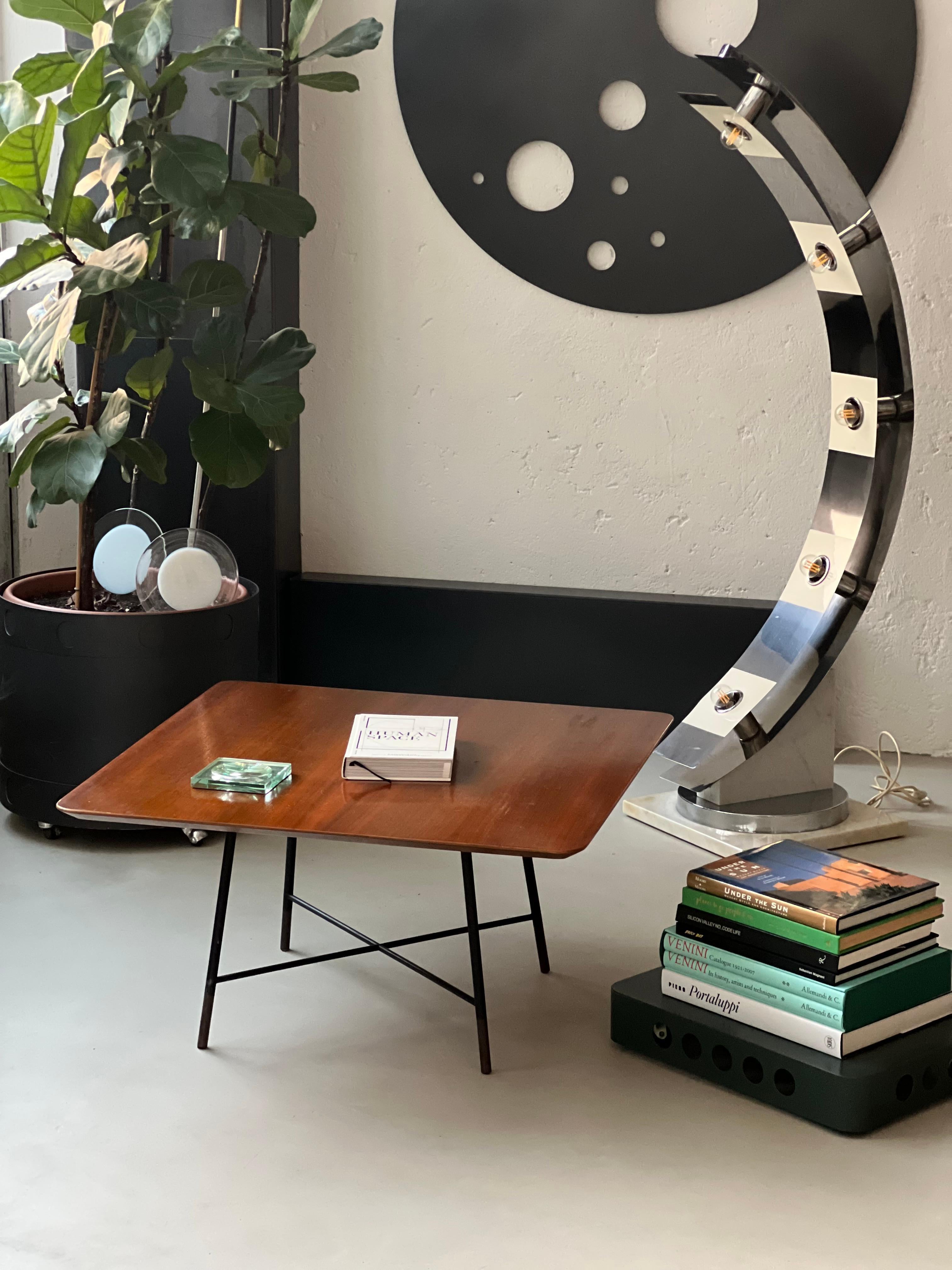 Coffee table in Wood and Metal/Brass by Ico Parisi for Cassina 1957 For Sale 6