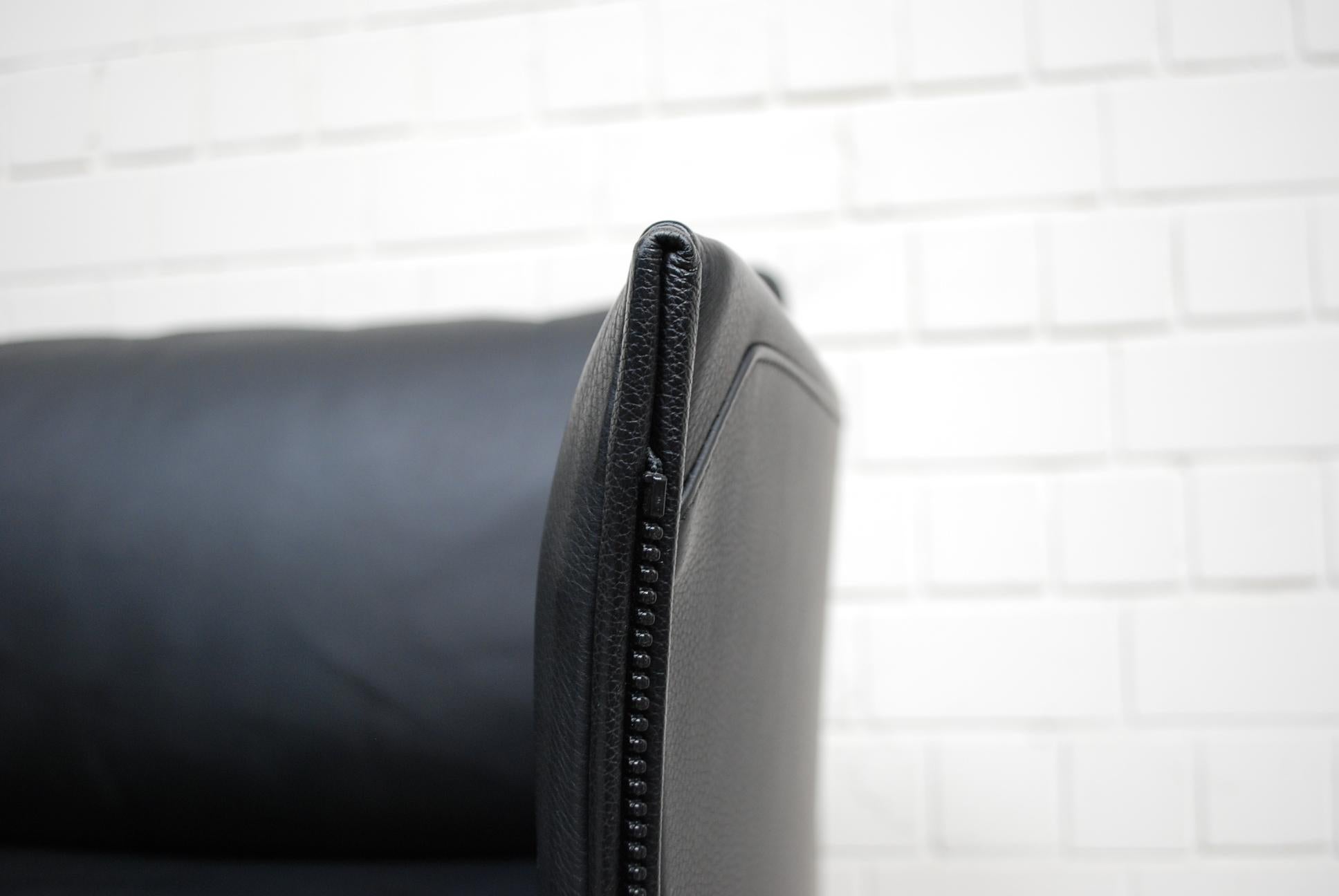 Cassina Model Landeau Leather Sofa Black Design Mario Bellini In Good Condition In Munich, Bavaria