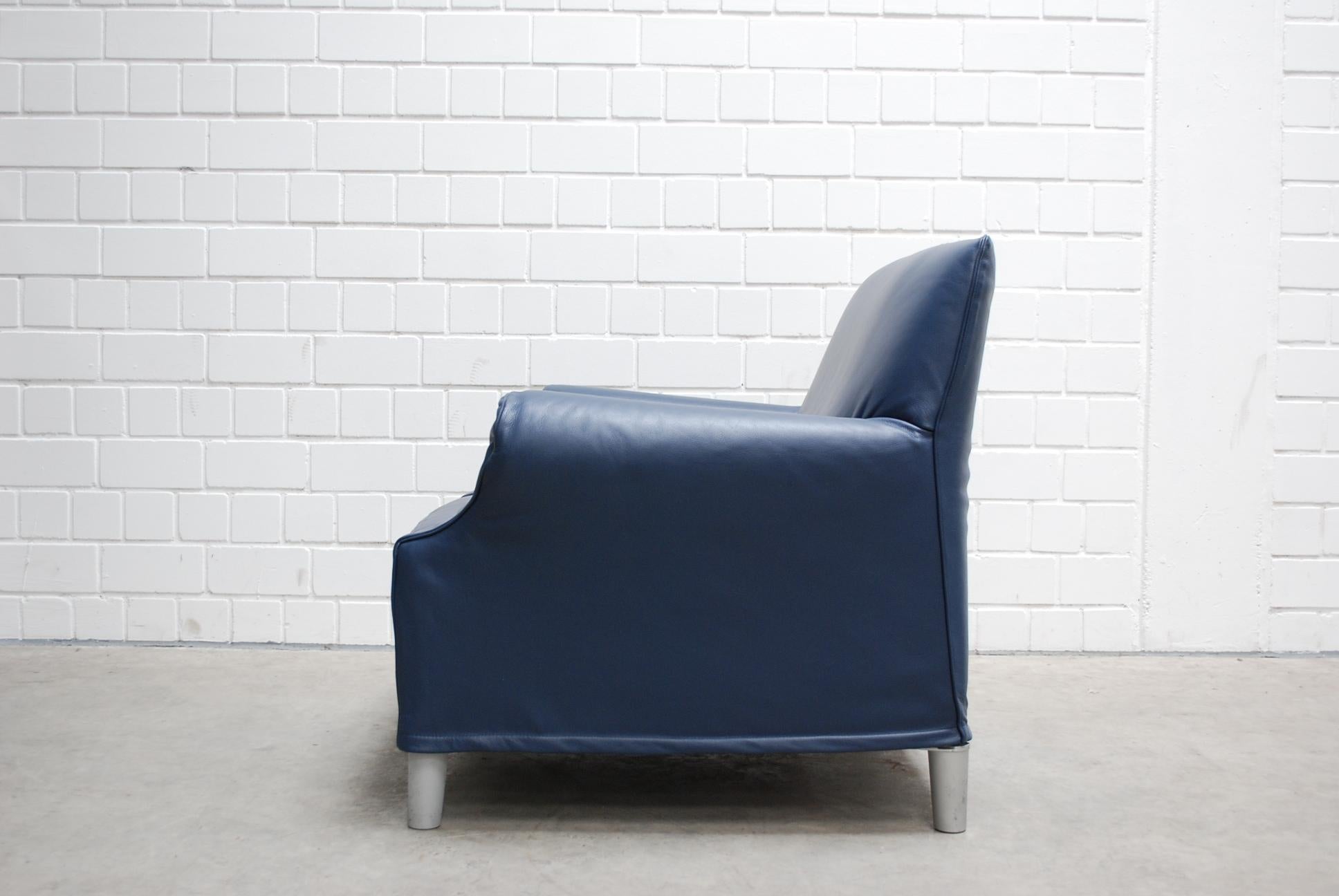 Cassina Modell Lazy Working Chair Blauer Ledersessel von Philippe Starck (Moderne) im Angebot