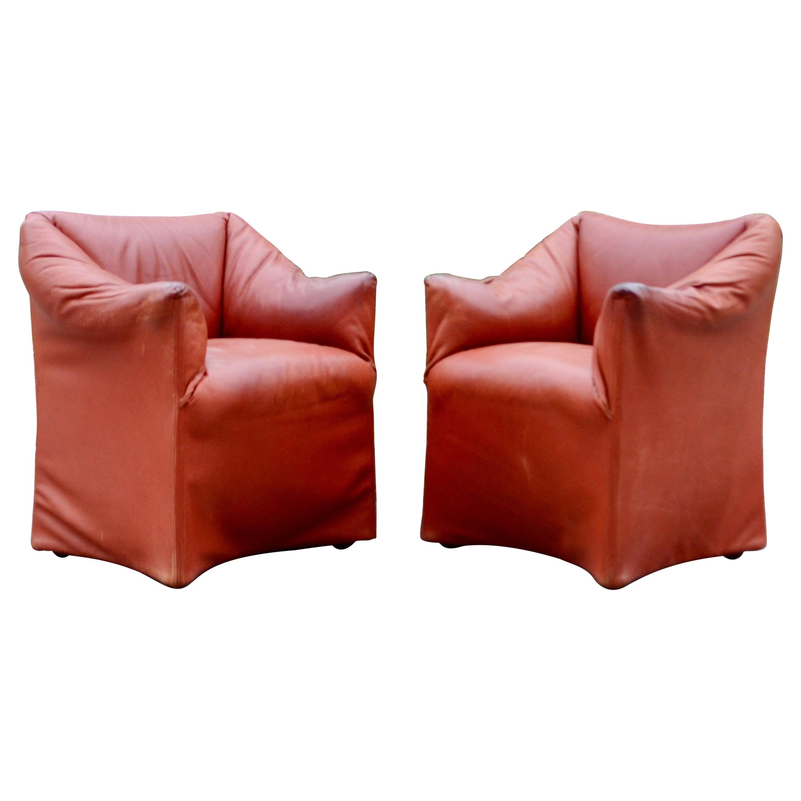 Cassina Model Tentazione Mario Bellini Poltroncina Sedia Pelle Oxred