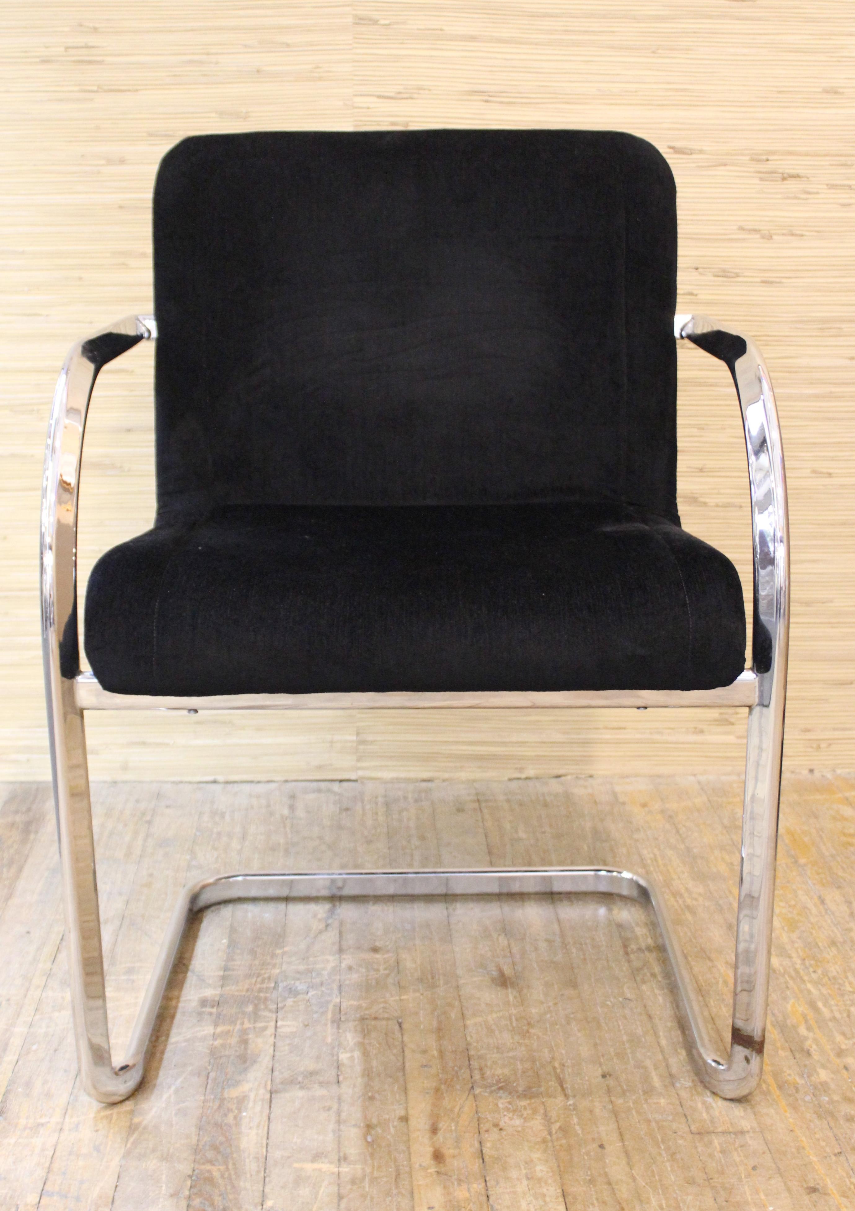 Cassina Modern Chromed Metal Dining Chairs In Good Condition In New York, NY