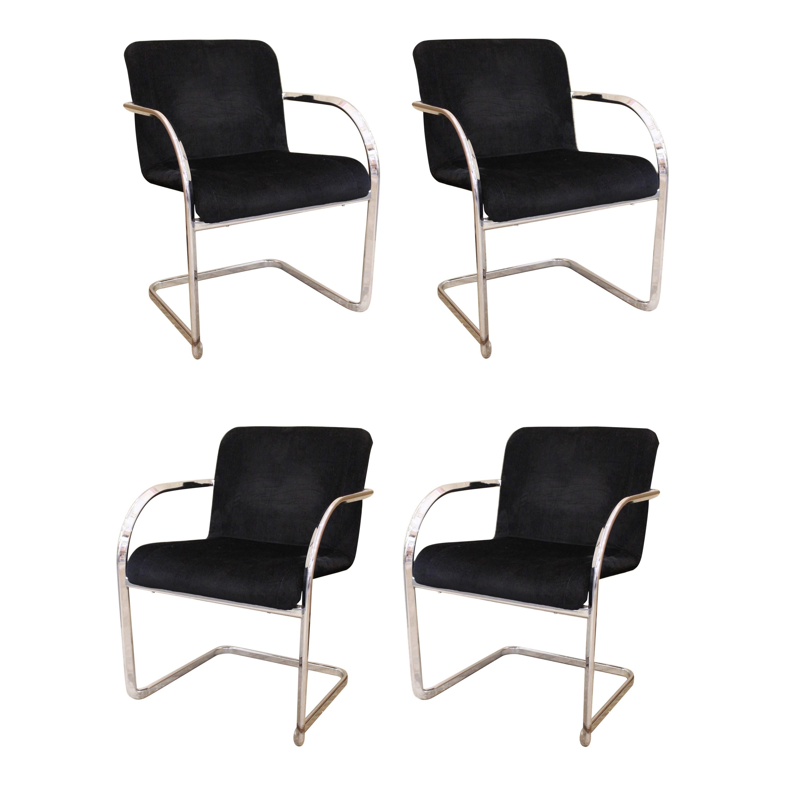 Cassina Modern Chromed Metal Dining Chairs