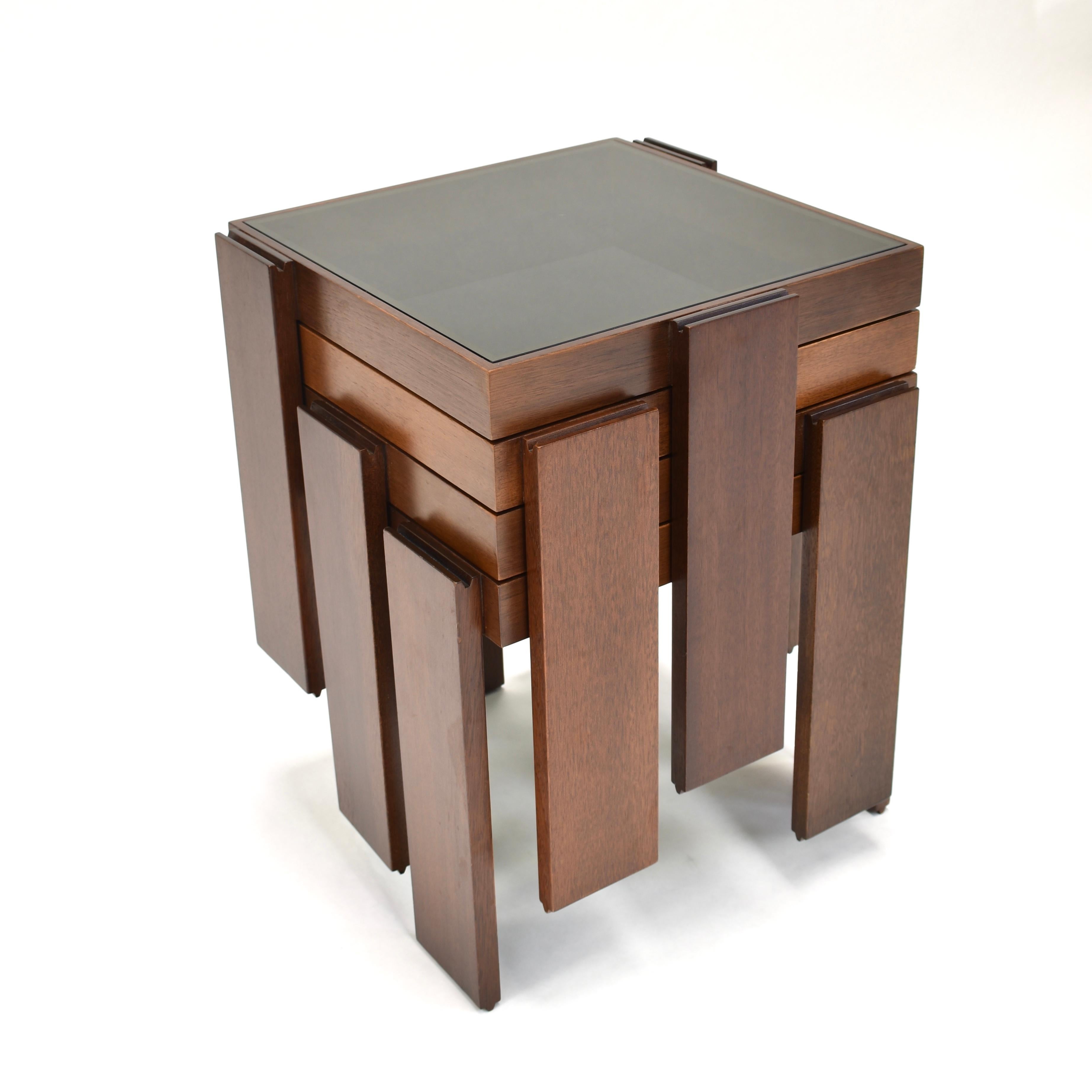 Cassina Modular Set of Four Stackable Nesting Tables by Gianfranco Frattini 2