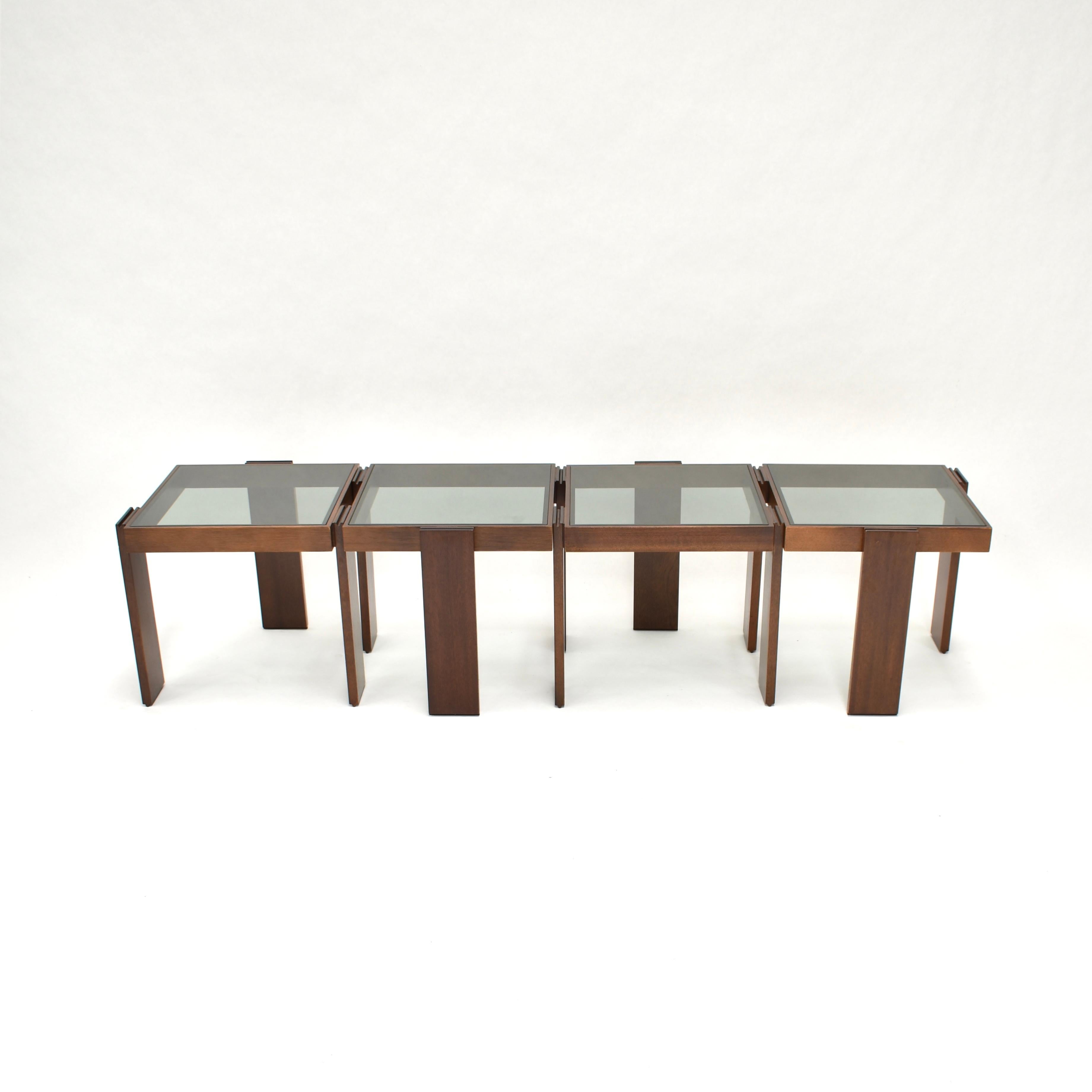 Cassina Modular Set of Four Stackable Nesting Tables by Gianfranco Frattini 4