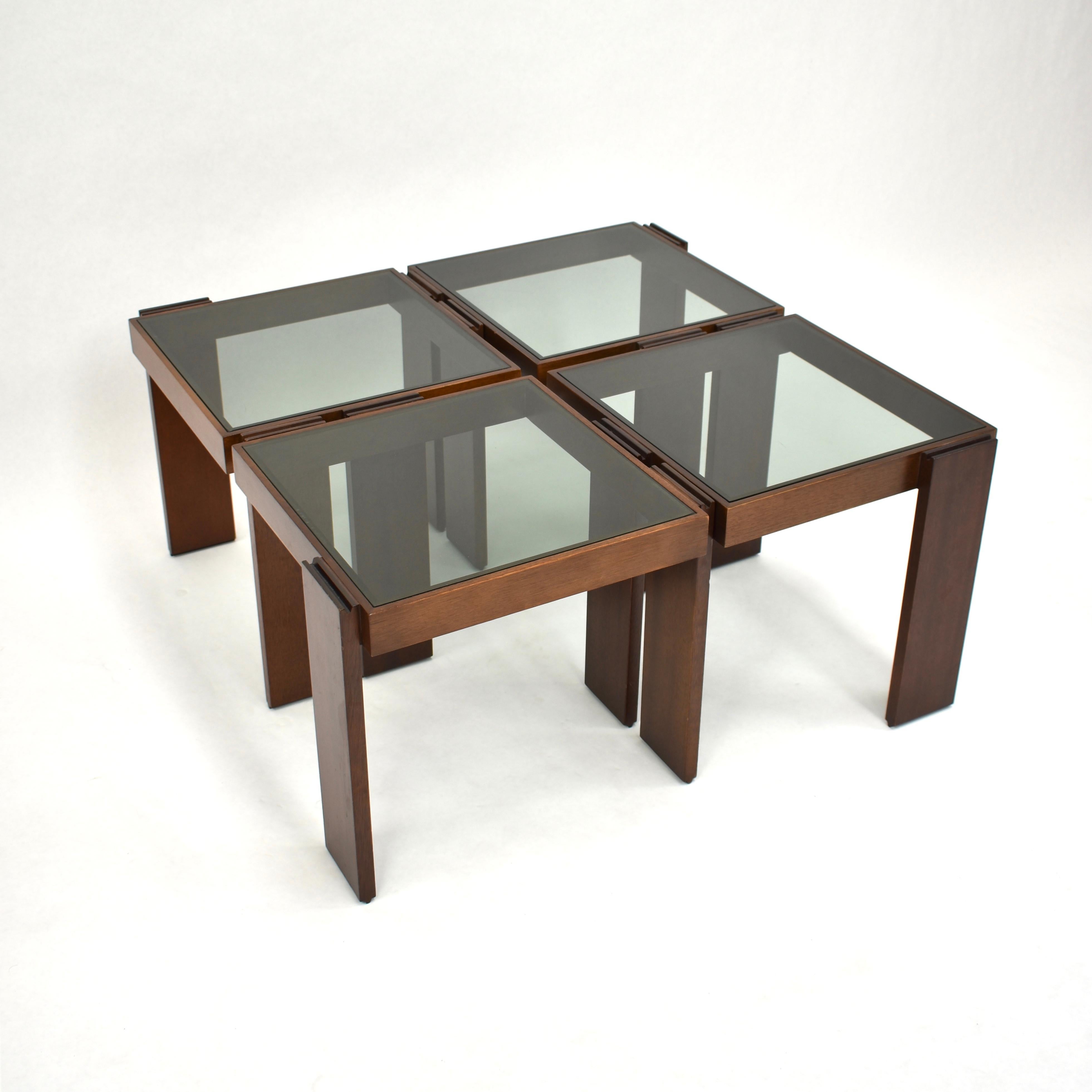 Cassina Modular Set of Four Stackable Nesting Tables by Gianfranco Frattini 7