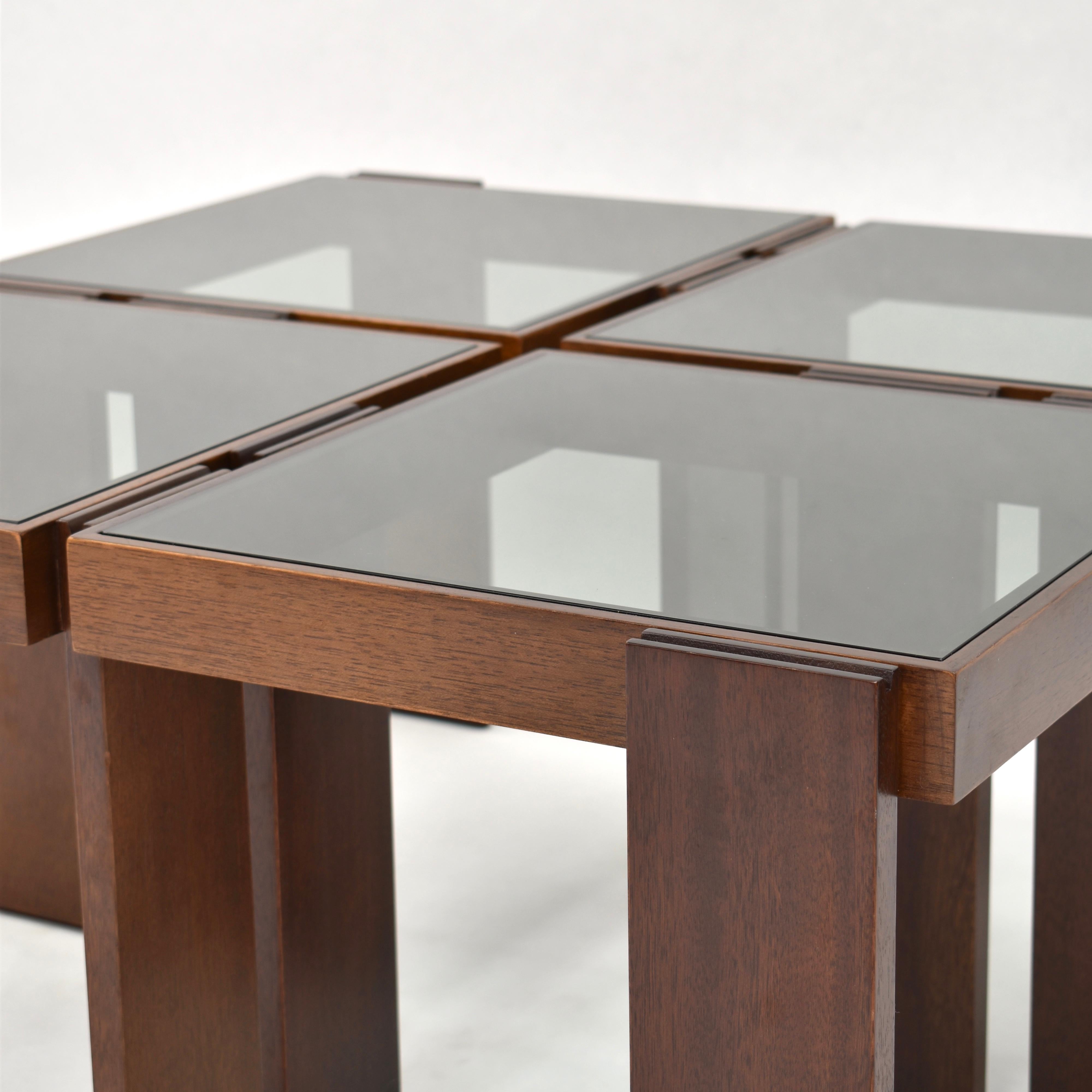 Cassina Modular Set of Four Stackable Nesting Tables by Gianfranco Frattini 10
