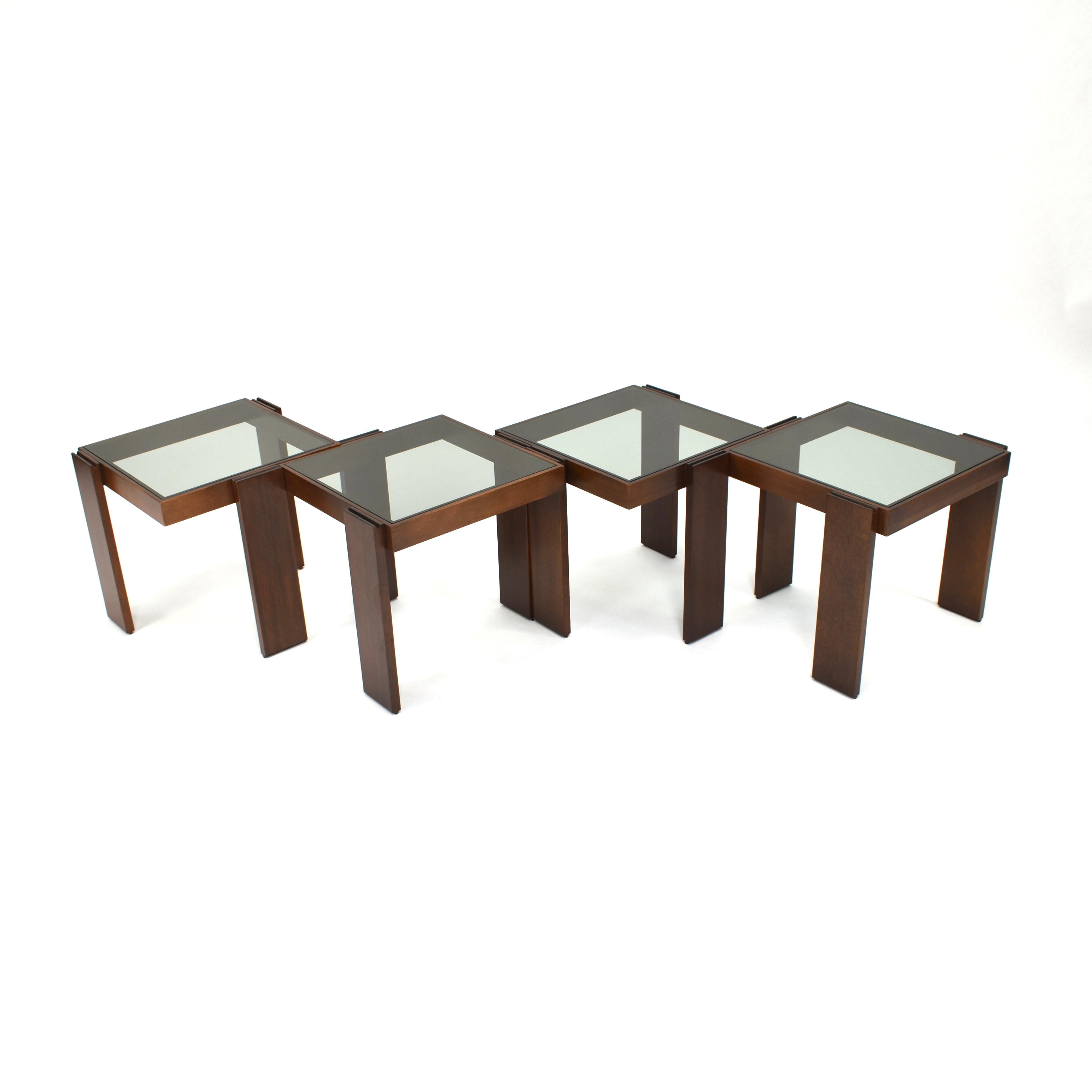 Mid-Century Modern Cassina Modular Set of Four Stackable Nesting Tables by Gianfranco Frattini