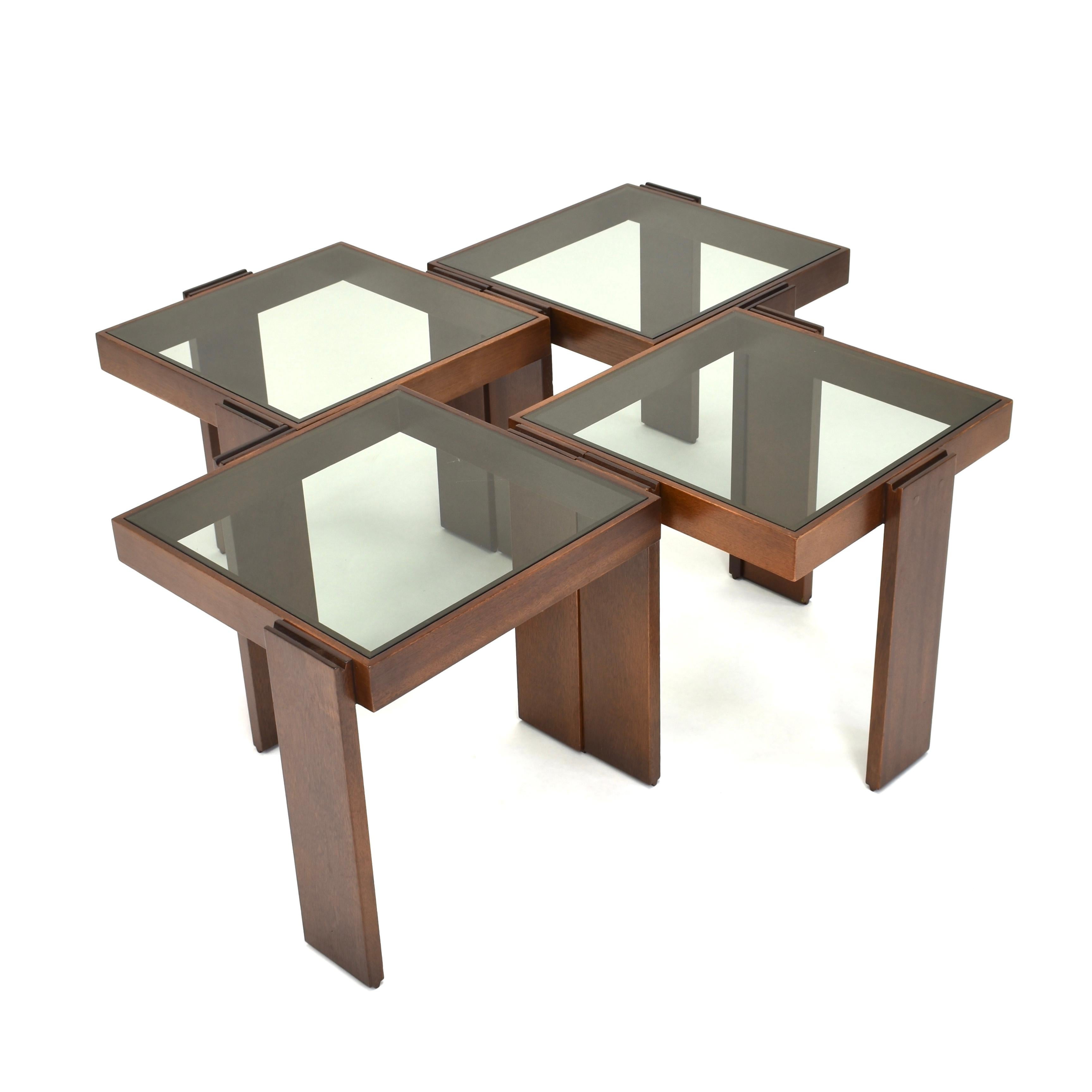 Mid-20th Century Cassina Modular Set of Four Stackable Nesting Tables by Gianfranco Frattini