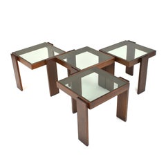 Retro Cassina Modular Set of Four Stackable Nesting Tables by Gianfranco Frattini