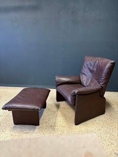 Cassina "Palmaria" Leather Lounge Chair and Ottoman