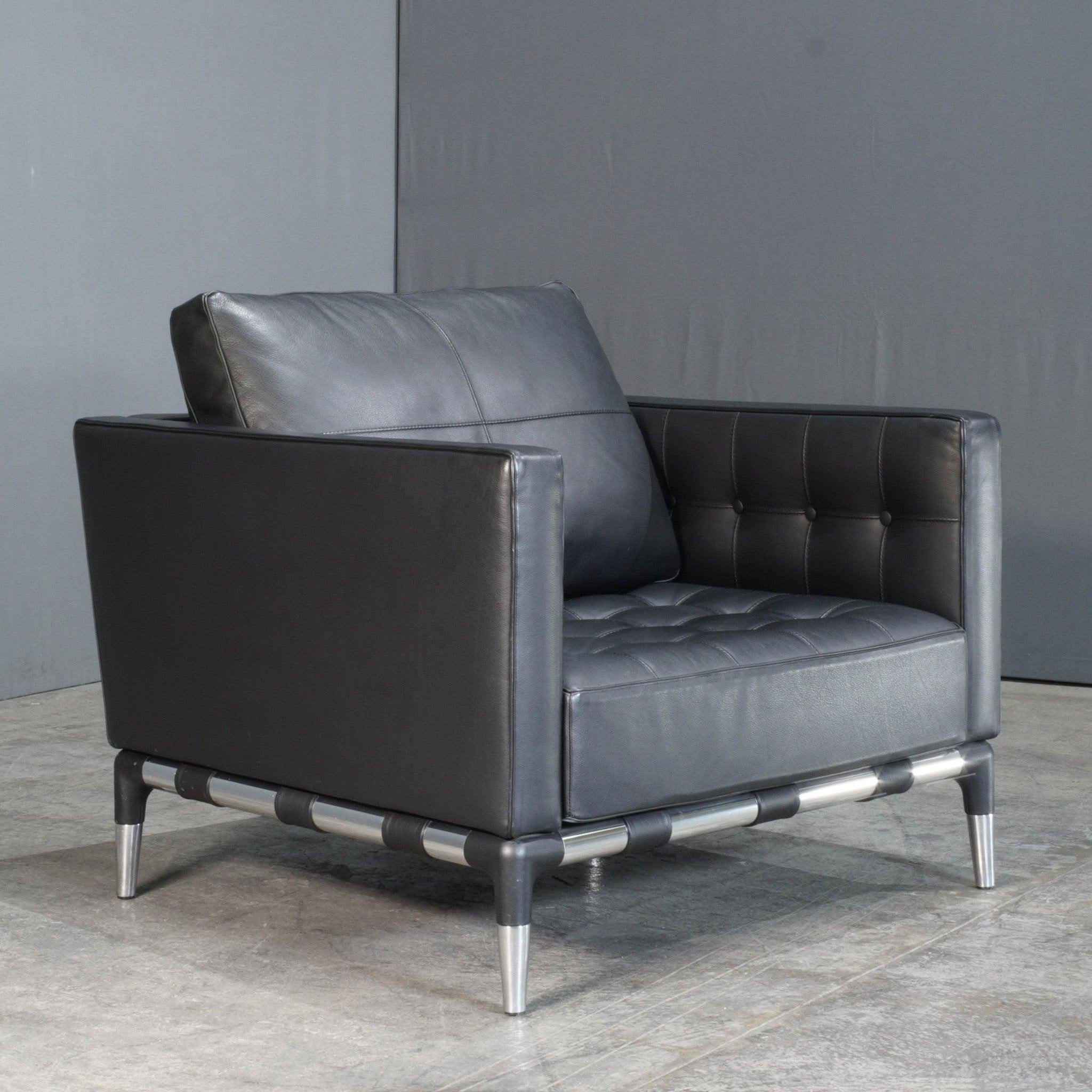 Italian Cassina Privé Armchair in Black Leather by Philippe Starck