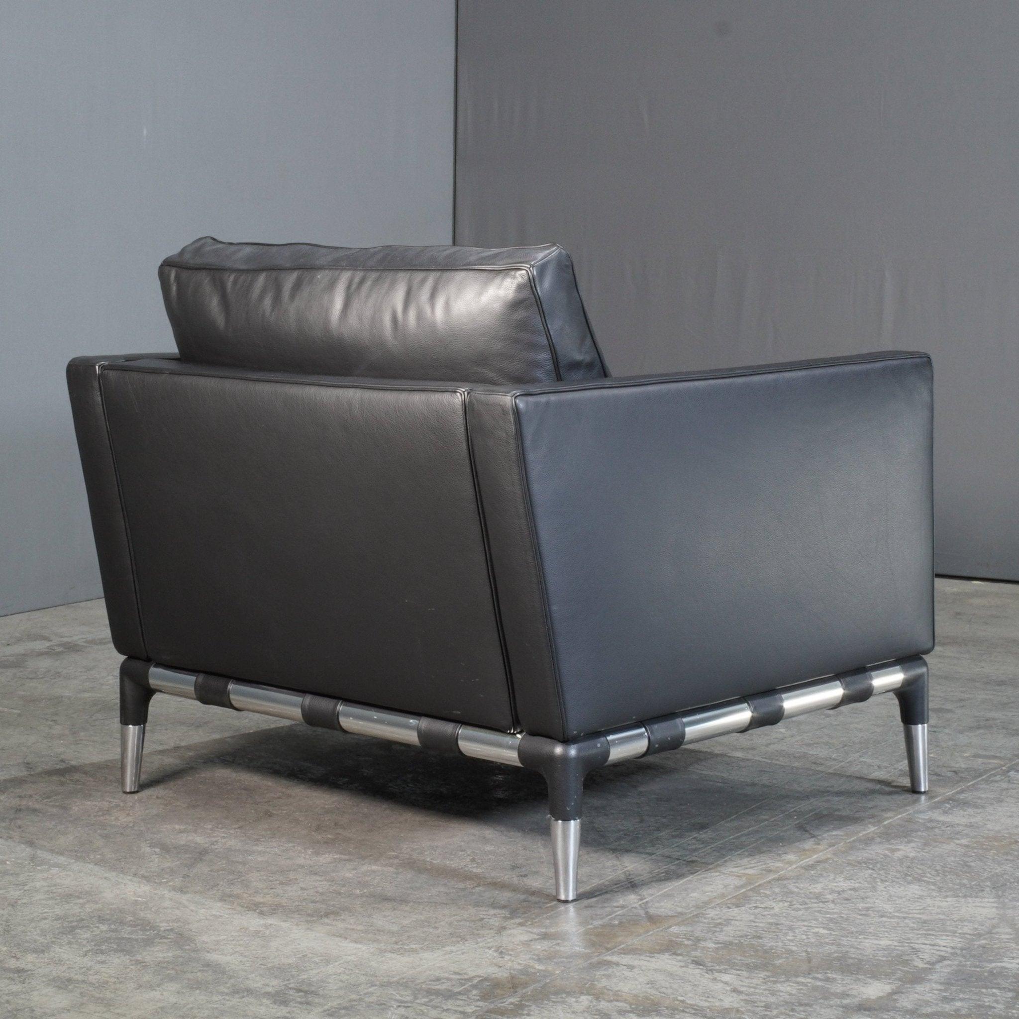 Metal Cassina Privé Armchair in Black Leather by Philippe Starck