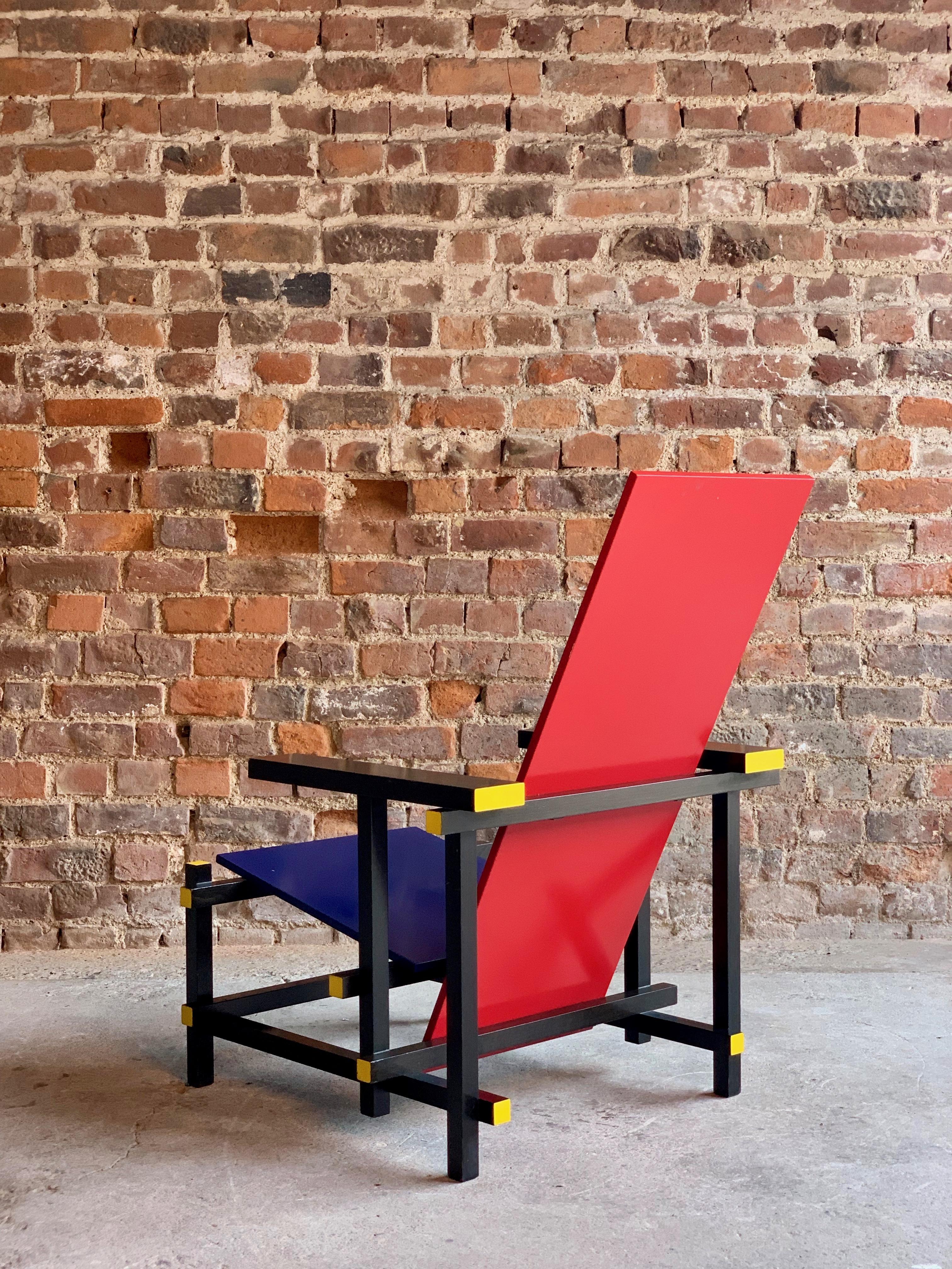 Italian Cassina Red and Blue Chair by Gerrit T Rietveld Numbered 8488, Italy, circa 1970