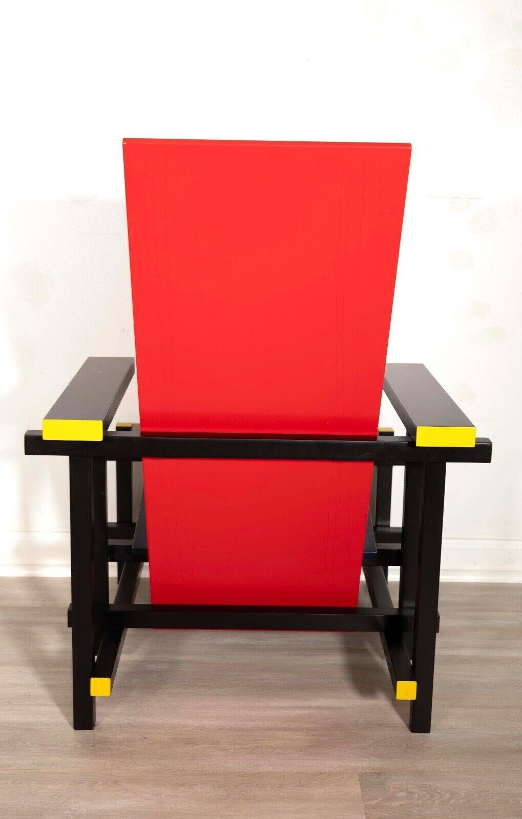 Cassina Red Blue and Yellow Chair Gerrit Thomas Rietvild Post Modern For Sale 1