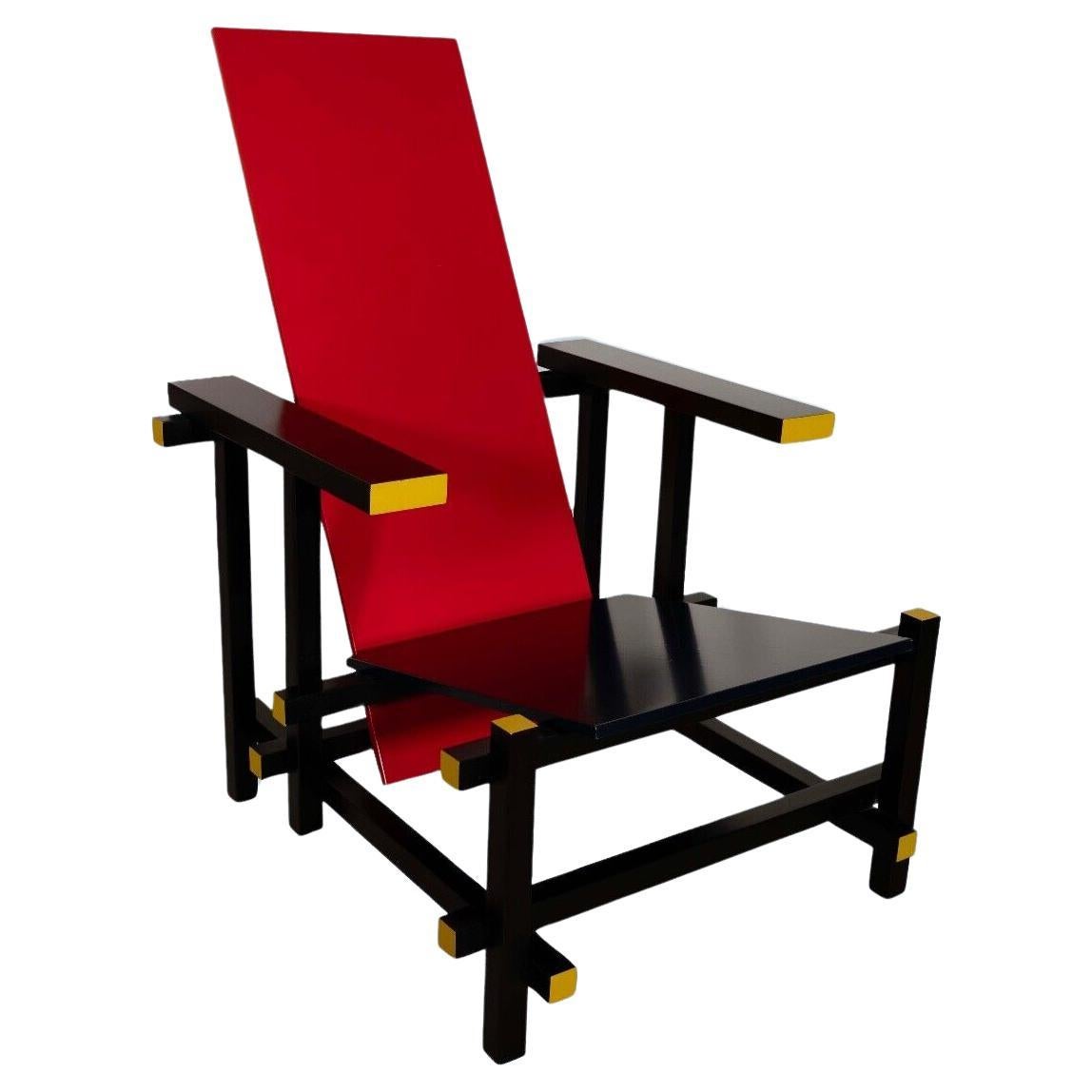 Cassina Red Blue and Yellow Chair Gerrit Thomas Rietvild Post Modern For Sale