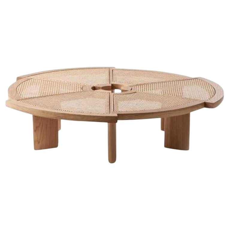 Cassina Rio Coffee Table with Vienna Straw Top and Natural Oak Base For Sale
