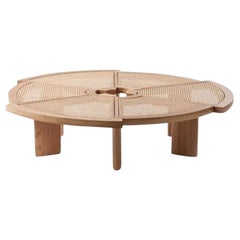 Cassina Rio Coffee Table with Vienna Straw Top and Natural Oak Base