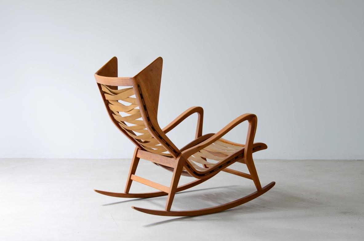 COD-1826
Cassina, rocking chair in wood with original seat, 1956.

Literature: Pier Carlo Santini, Gli anni del design Italiano, Ritratto di Cesare Cassina, Electa, Milano 1081/109 Irene de guttry, Maria Paola Maino, Il mobile italiano degli anni 40